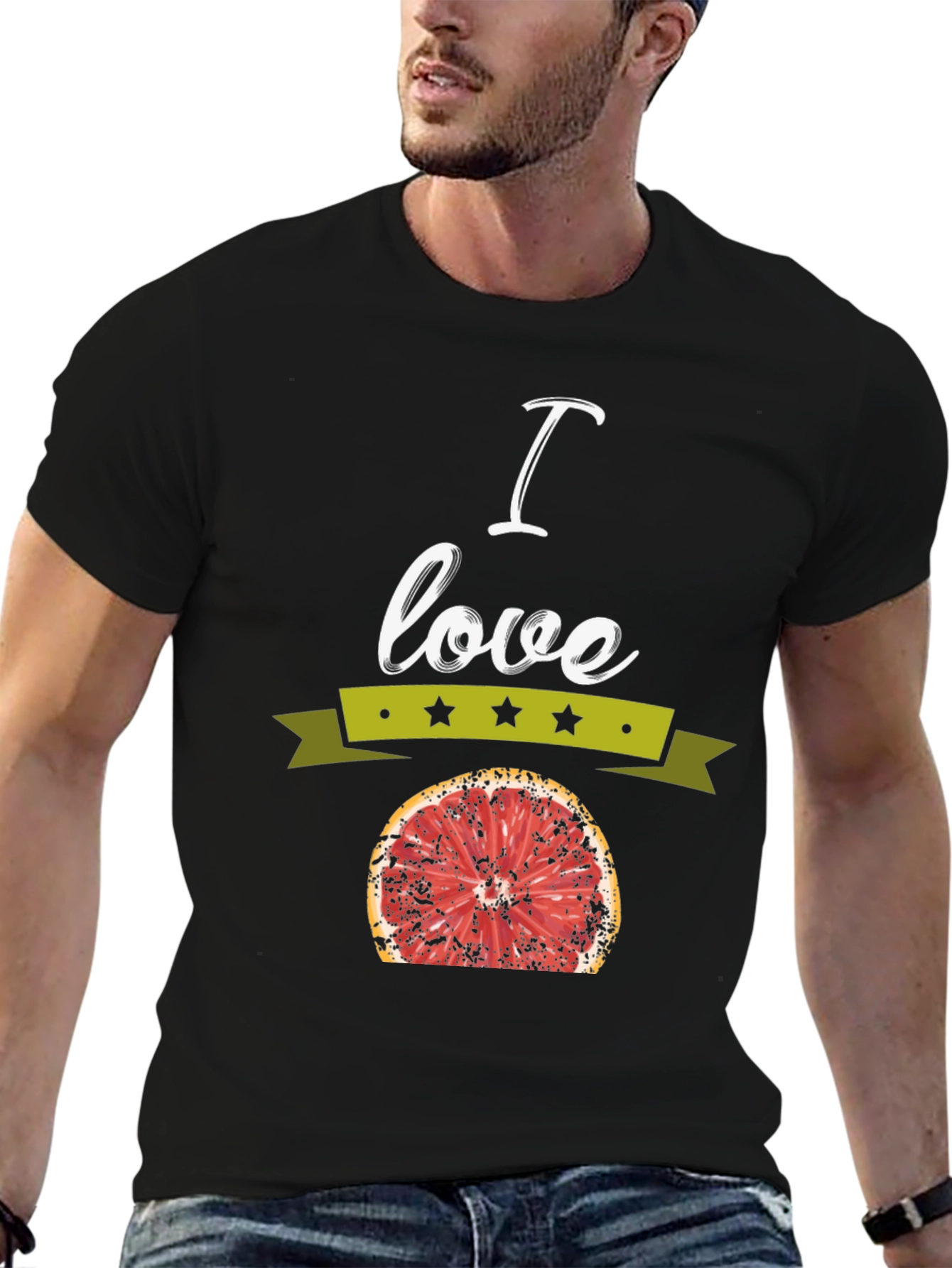I Love Grapefruit Graphic Tee - Black Cotton T-Shirt