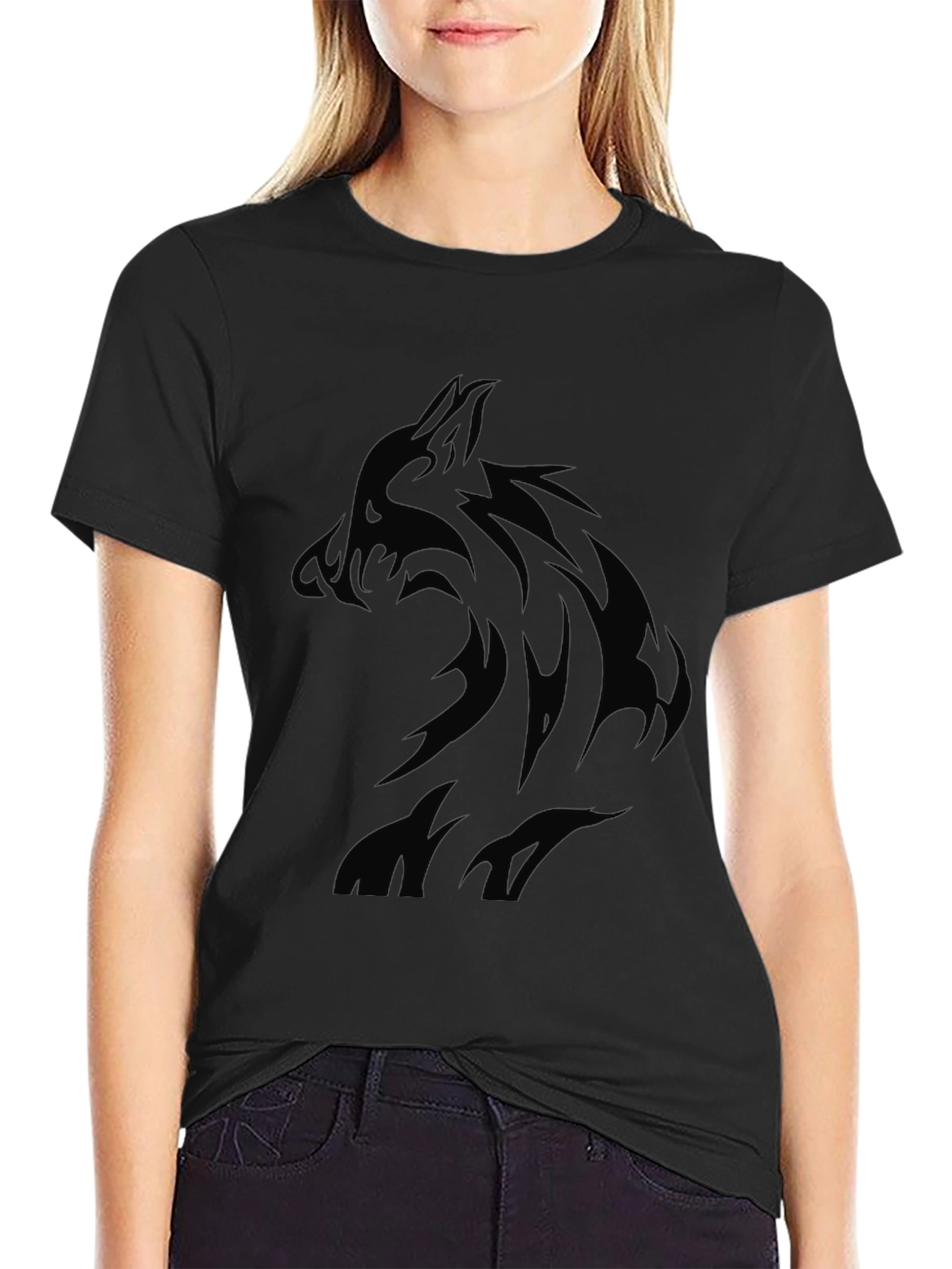 Black Wolf Graphic T-Shirt - Mens Style