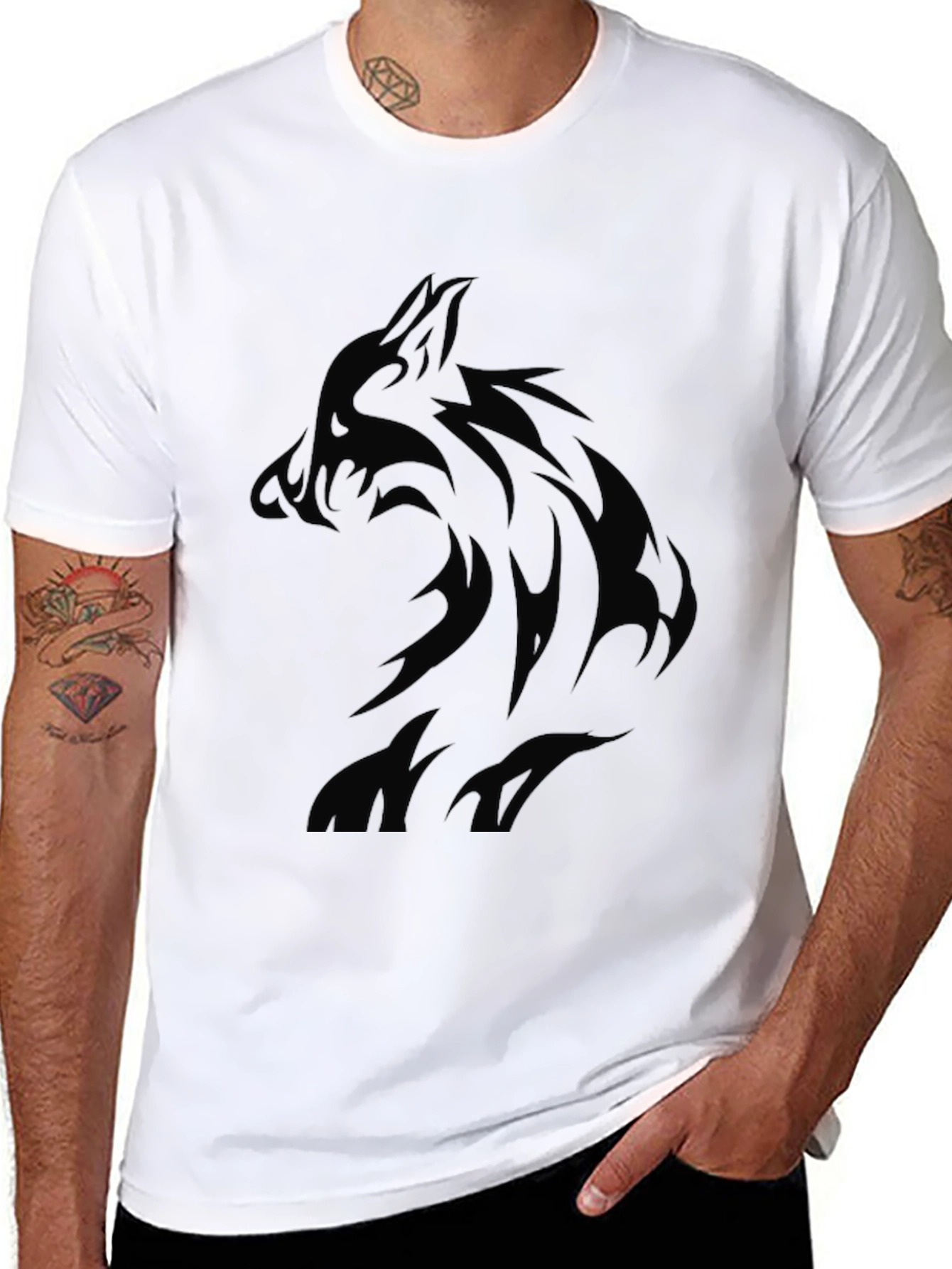 Black Wolf Graphic T-Shirt - Mens Style