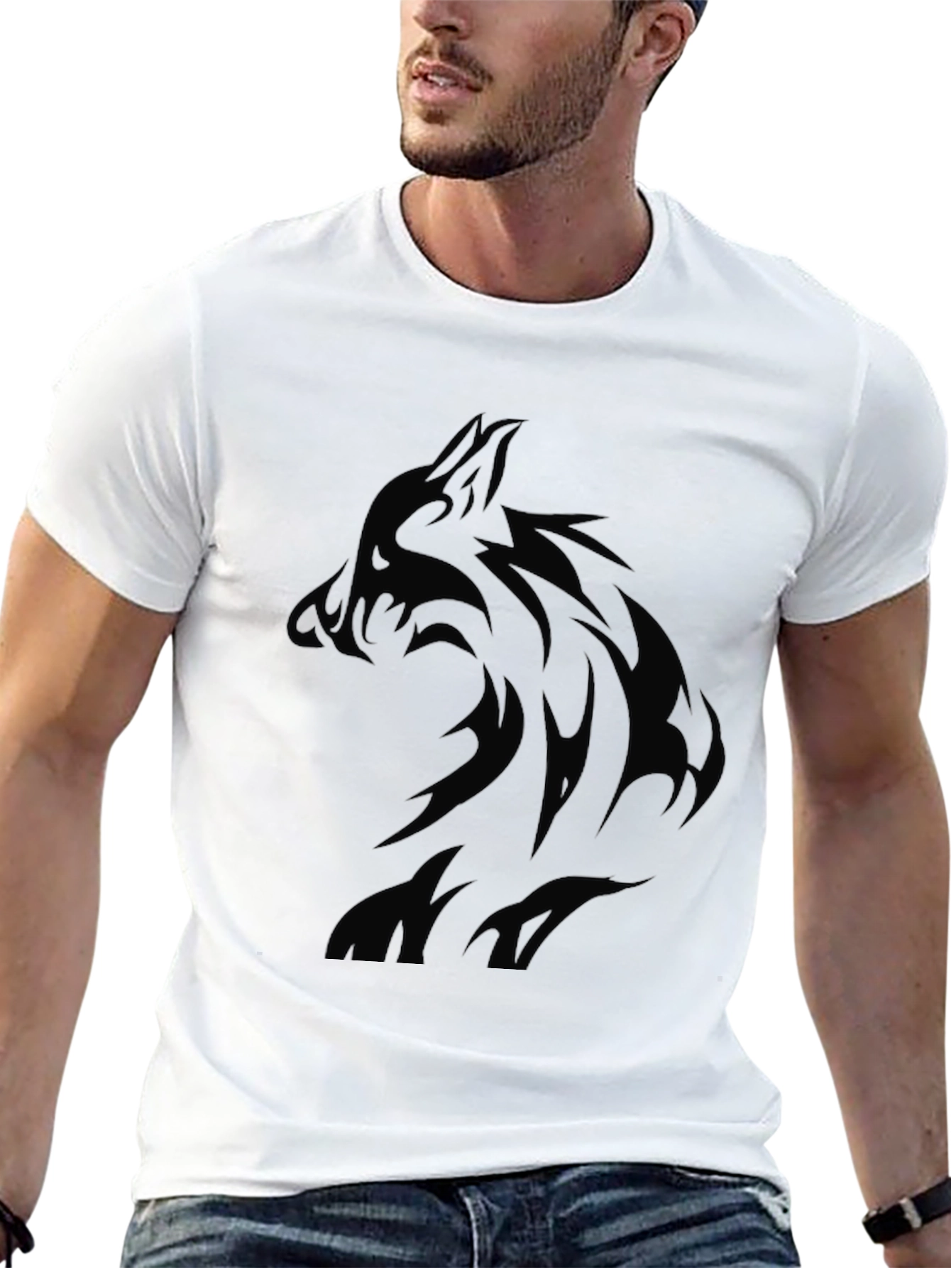Black Wolf Graphic T-Shirt - Mens Style