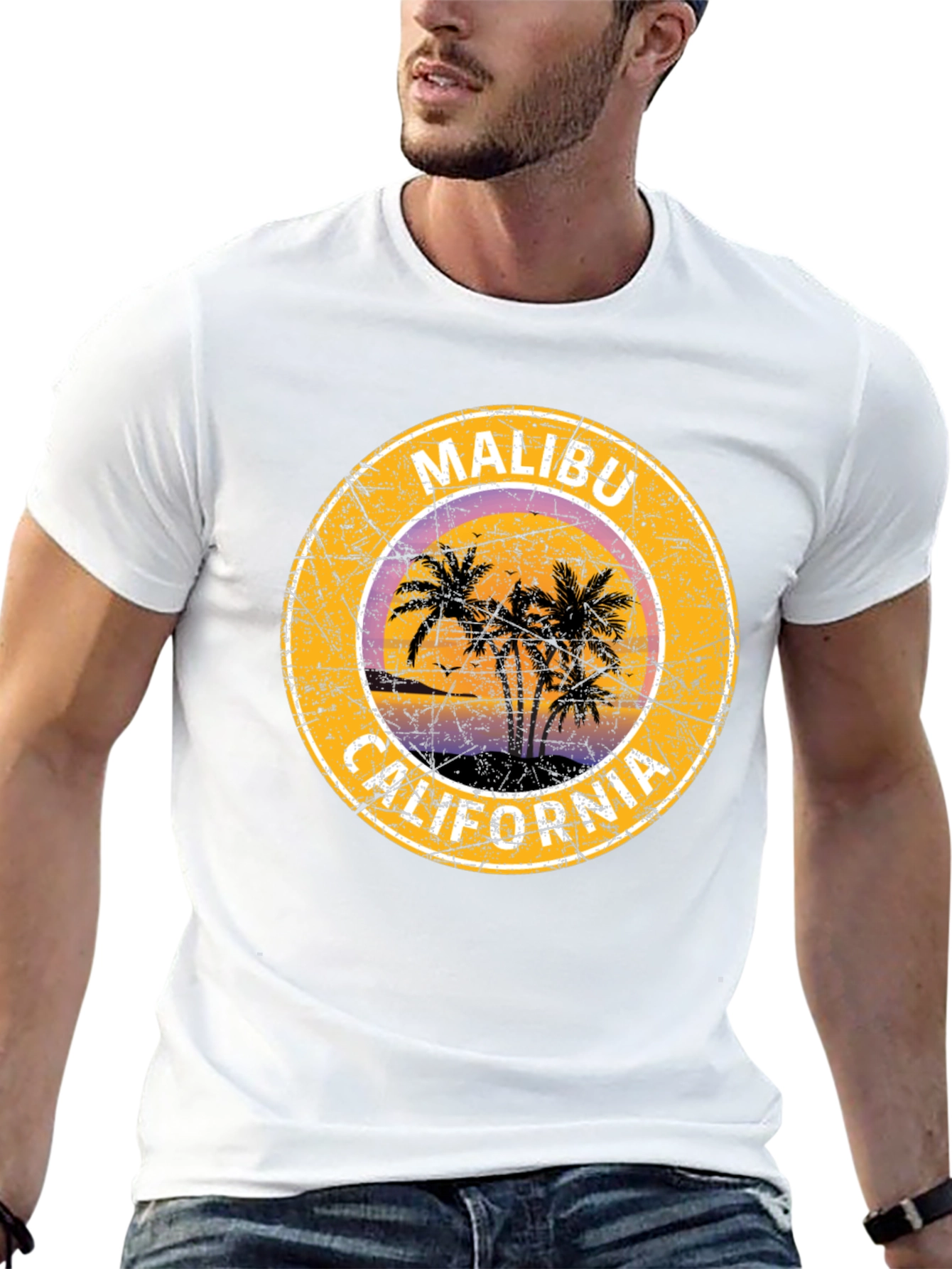 Malibu California Palm Tree Graphic T-Shirt