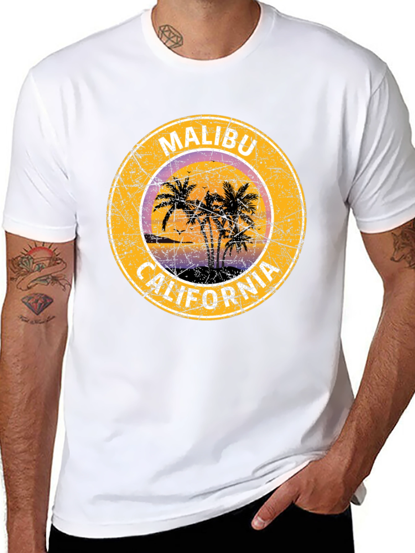 Malibu California Palm Tree Graphic T-Shirt