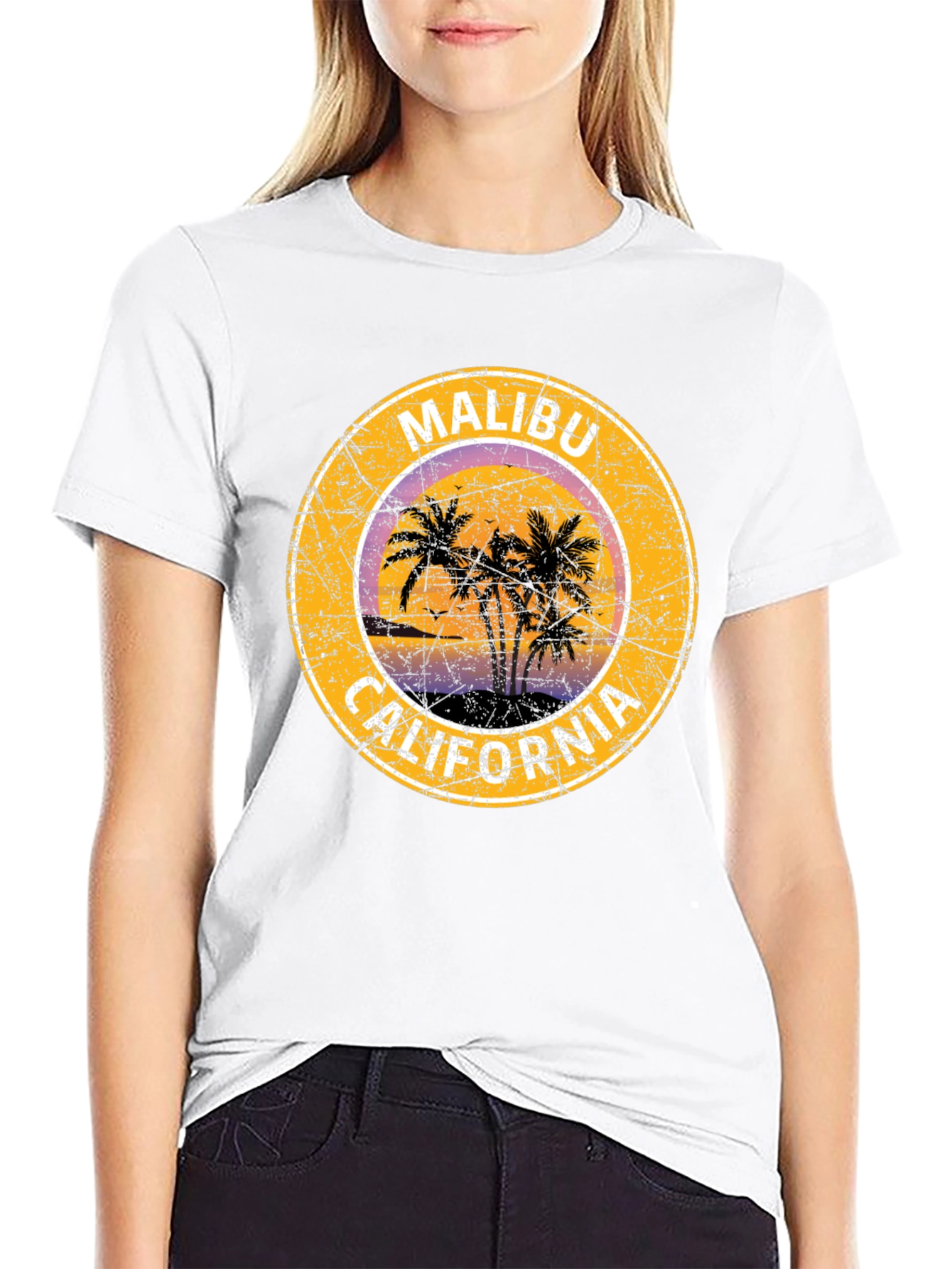 Malibu California Palm Tree Graphic T-Shirt