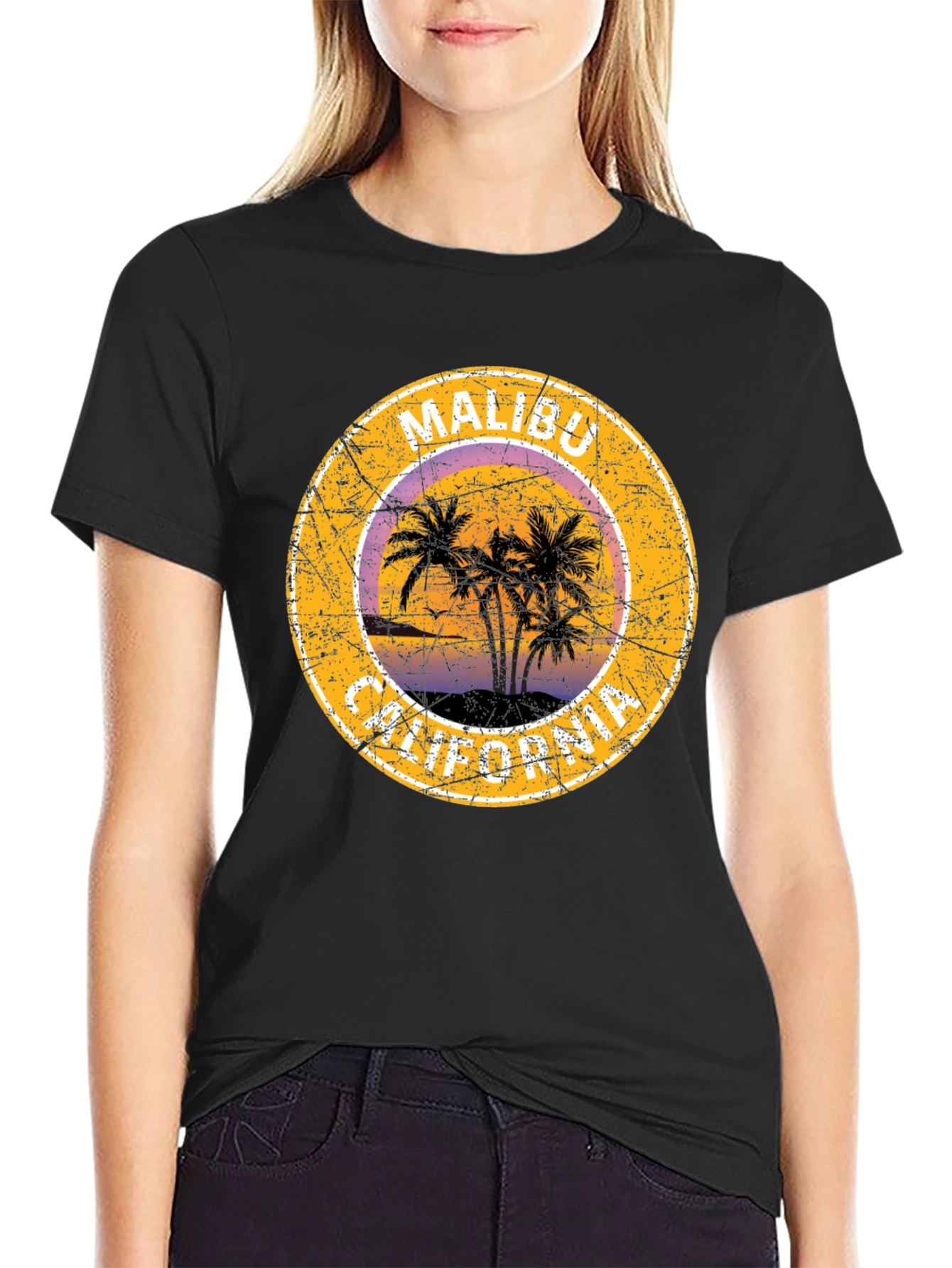 Malibu California Palm Tree Graphic T-Shirt