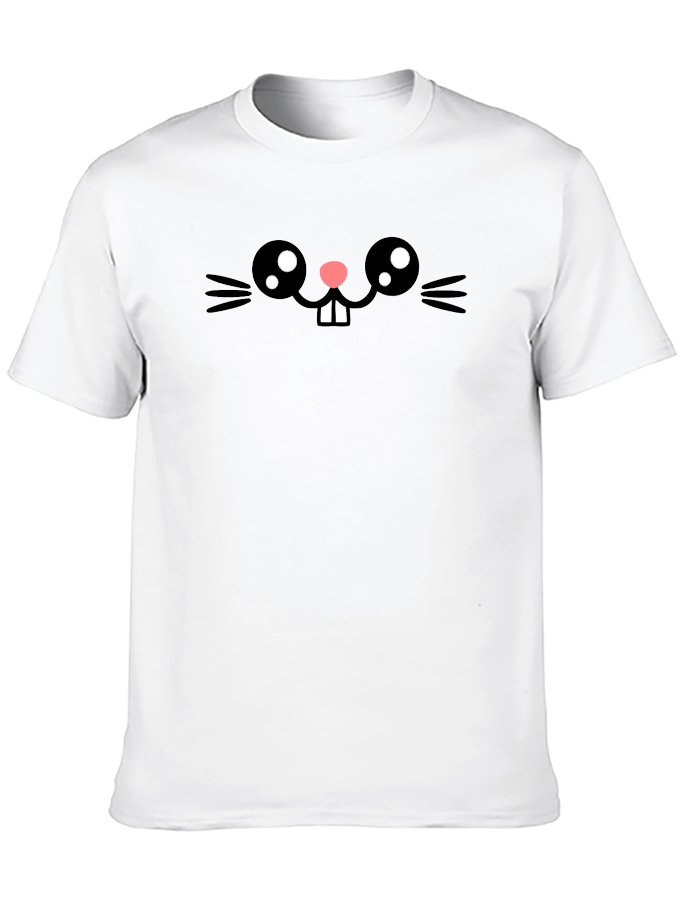 Cute Cartoon Bunny Face T-Shirt - Black