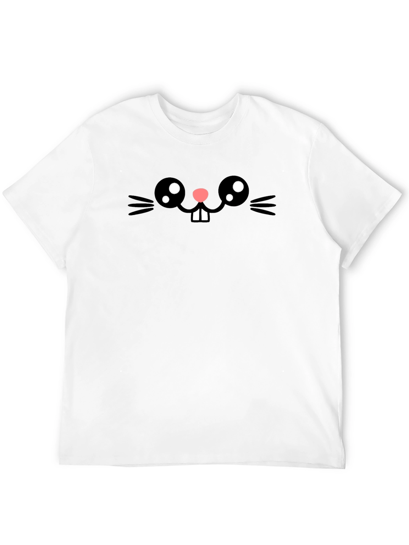 Cute Cartoon Bunny Face T-Shirt - Black