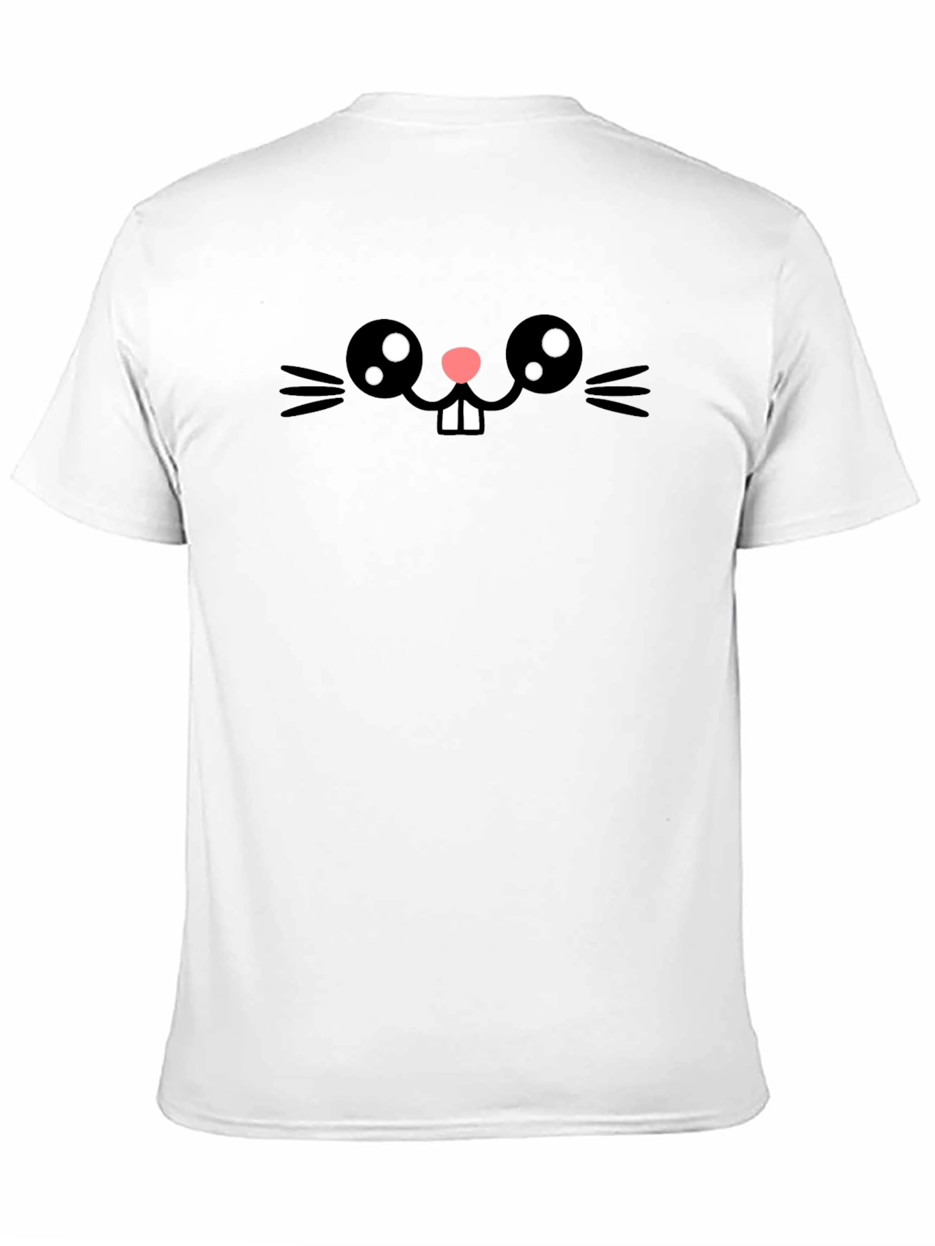 Cute Cartoon Bunny Face T-Shirt - Black