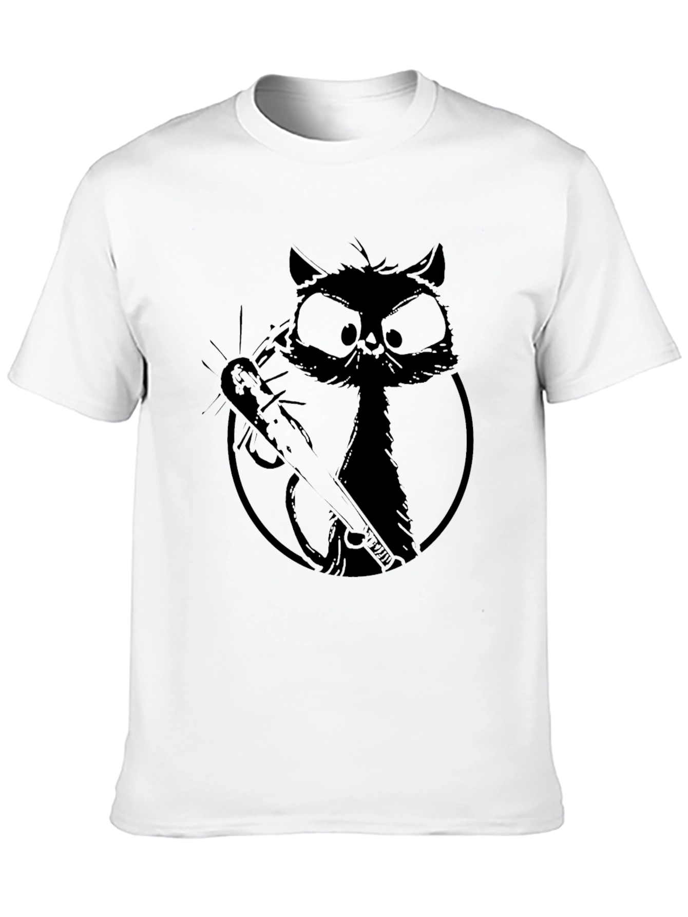 Black Cat with Baseball Bat Graphic Tee