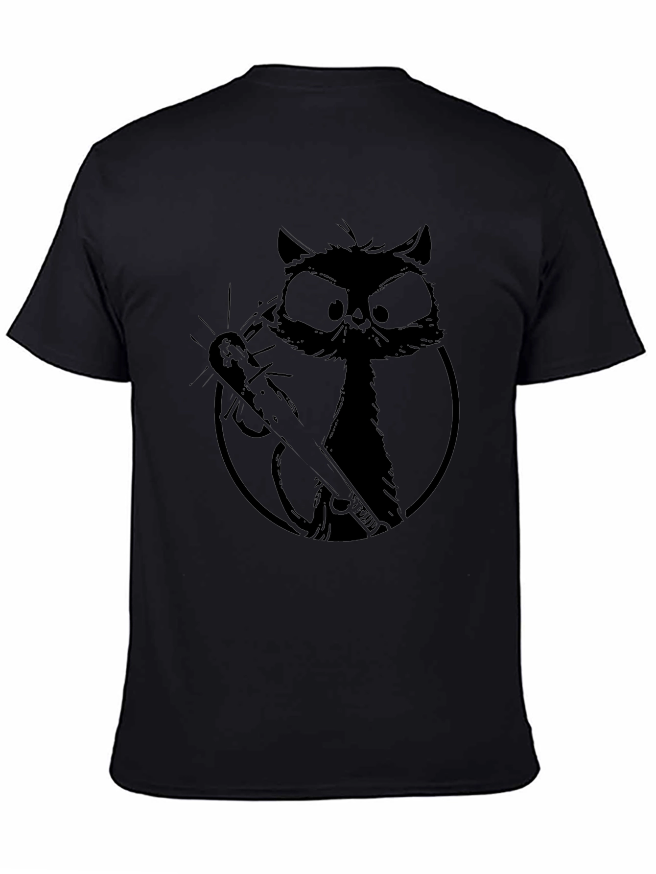 Black Cat with Baseball Bat Graphic Tee