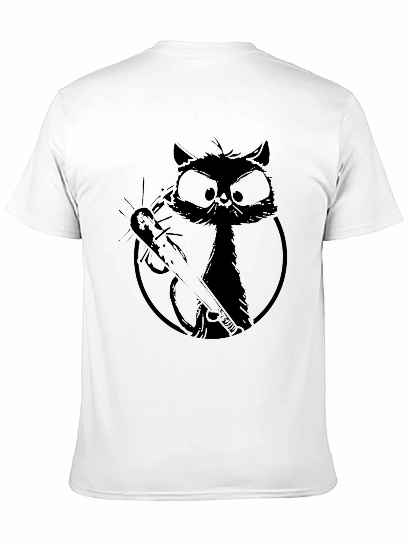 Black Cat with Baseball Bat Graphic Tee