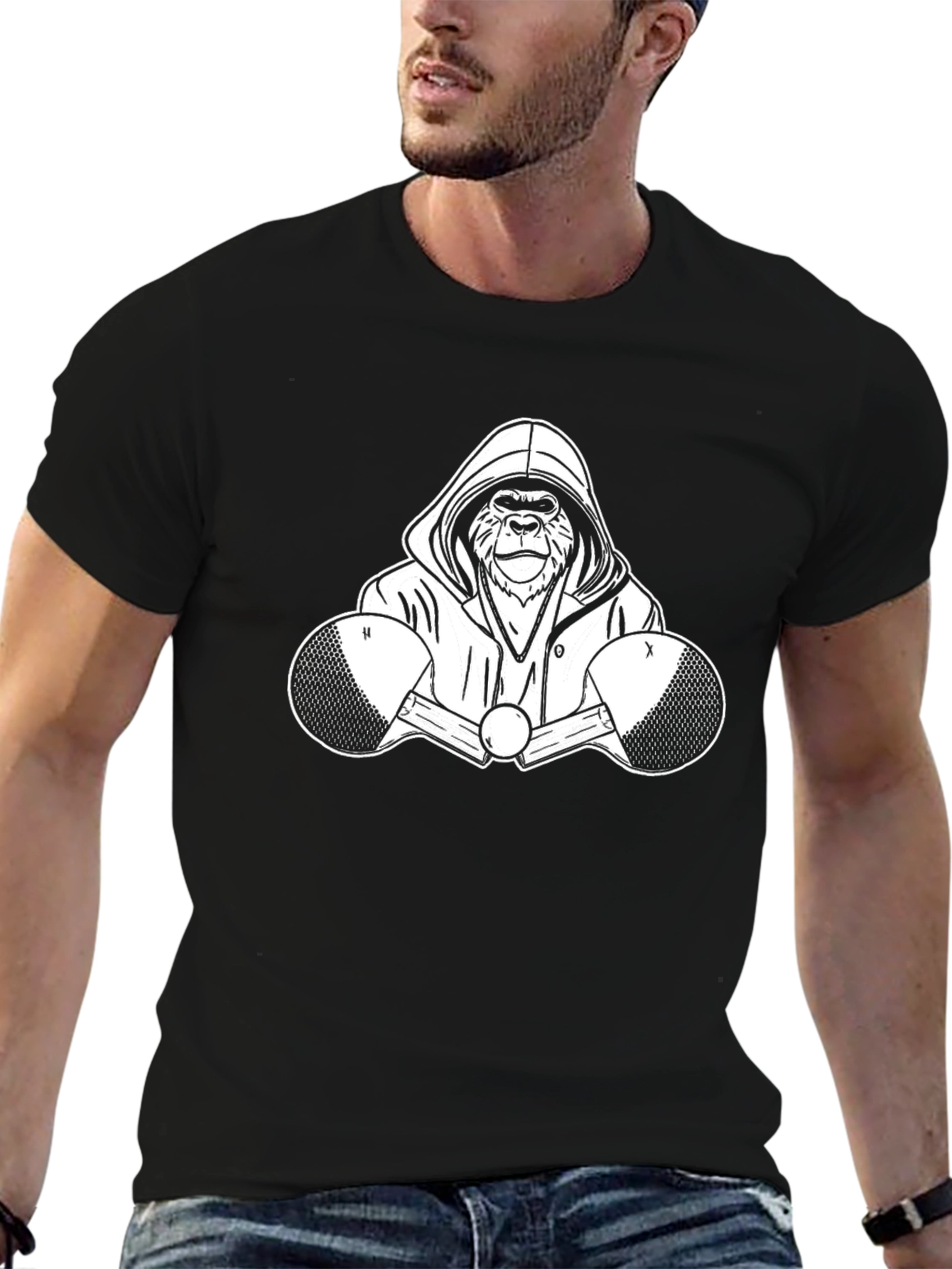 Cool Gorilla Boxer Graphic Tee - Black