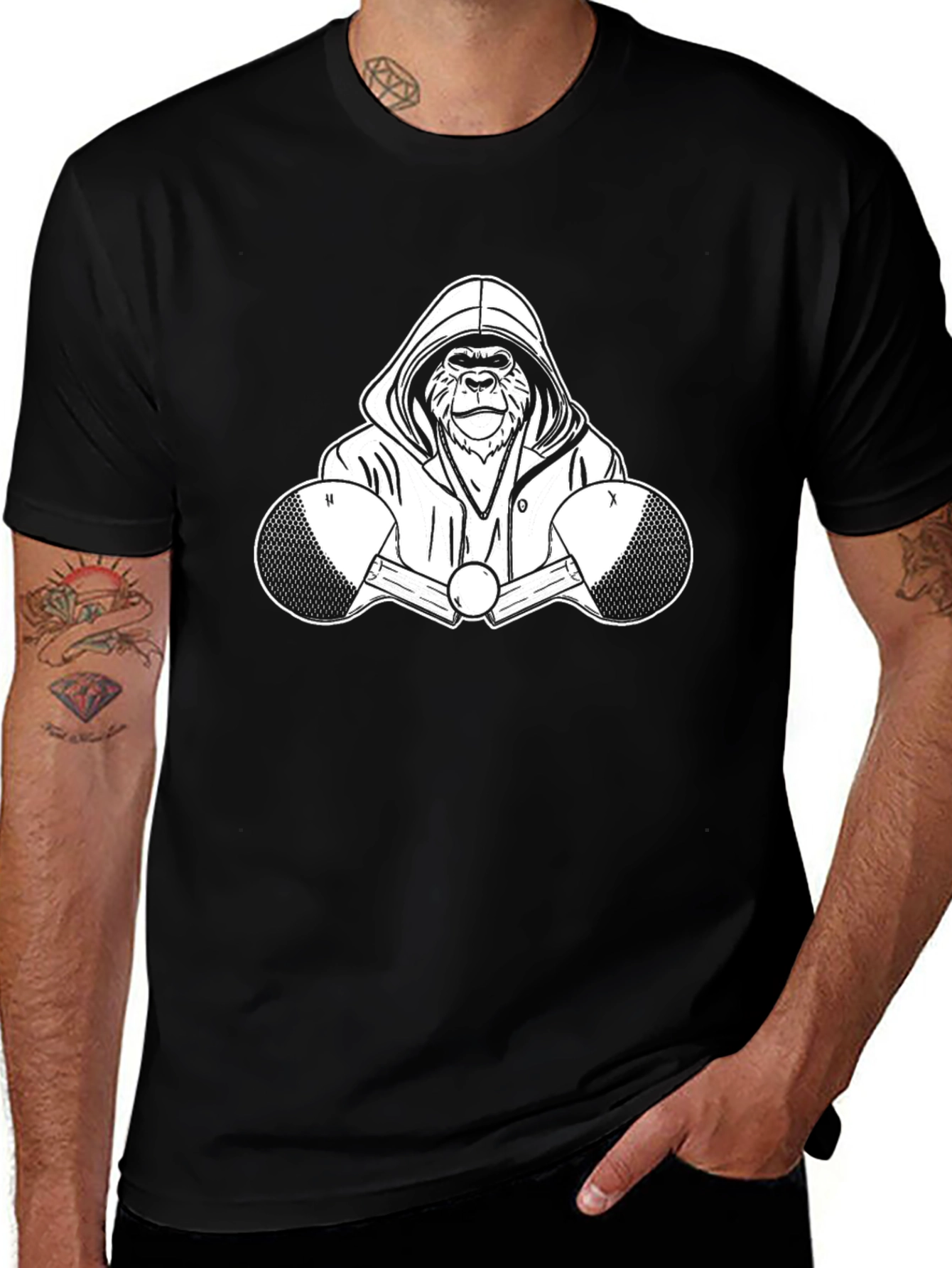 Cool Gorilla Boxer Graphic Tee - Black