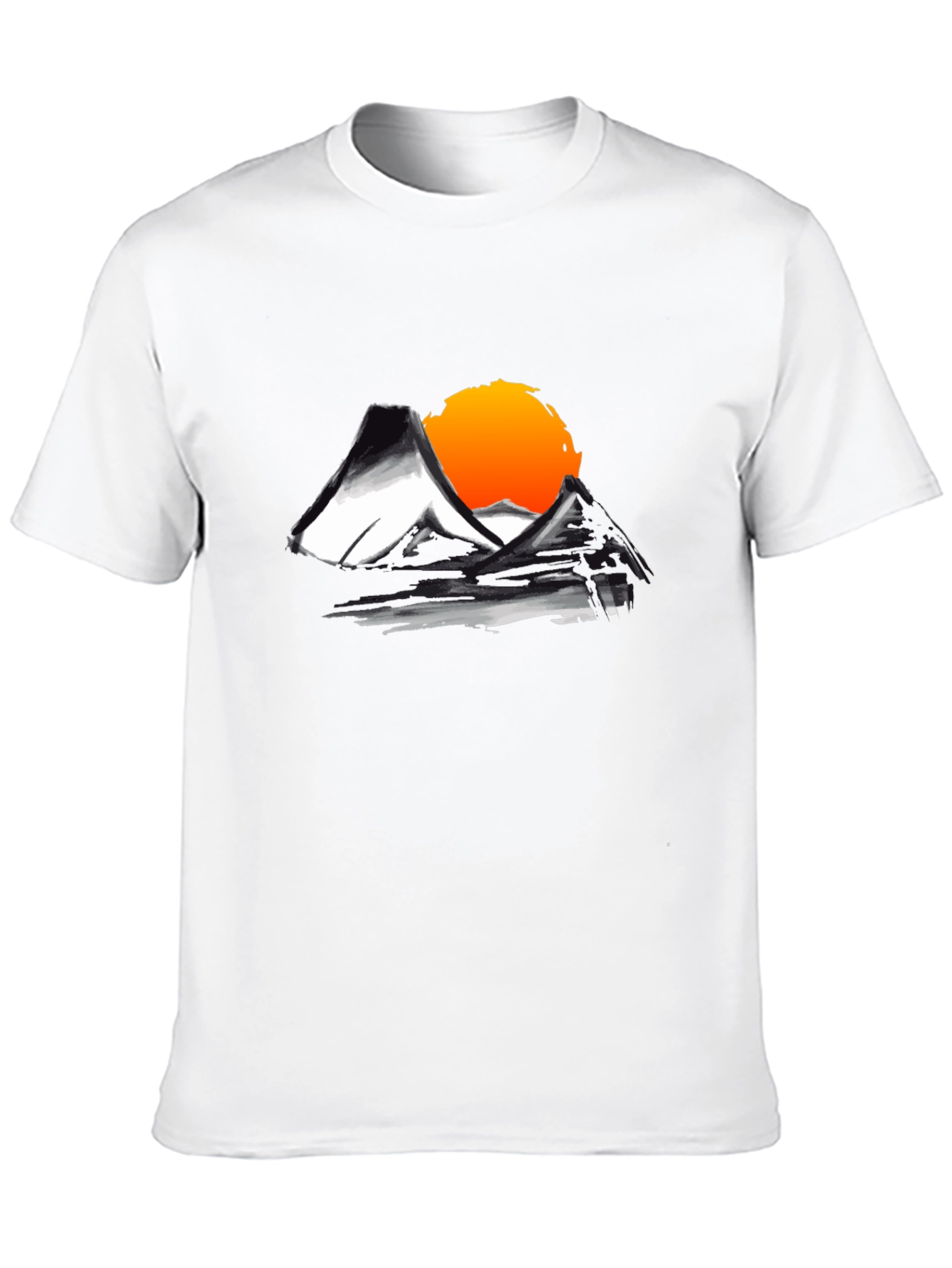 Mountain Sunset Graphic Tee - Black Cotton T-Shirt