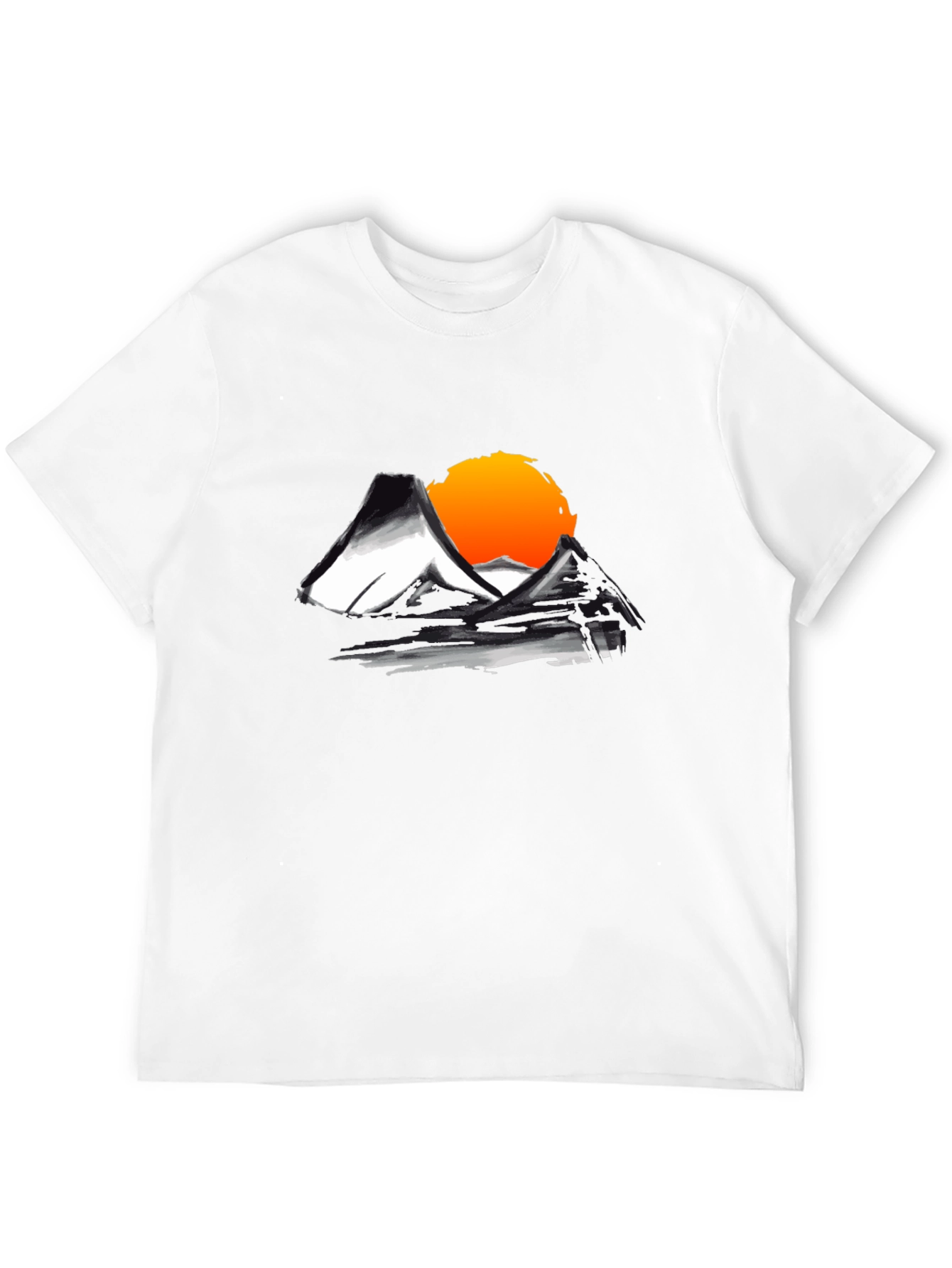 Mountain Sunset Graphic Tee - Black Cotton T-Shirt