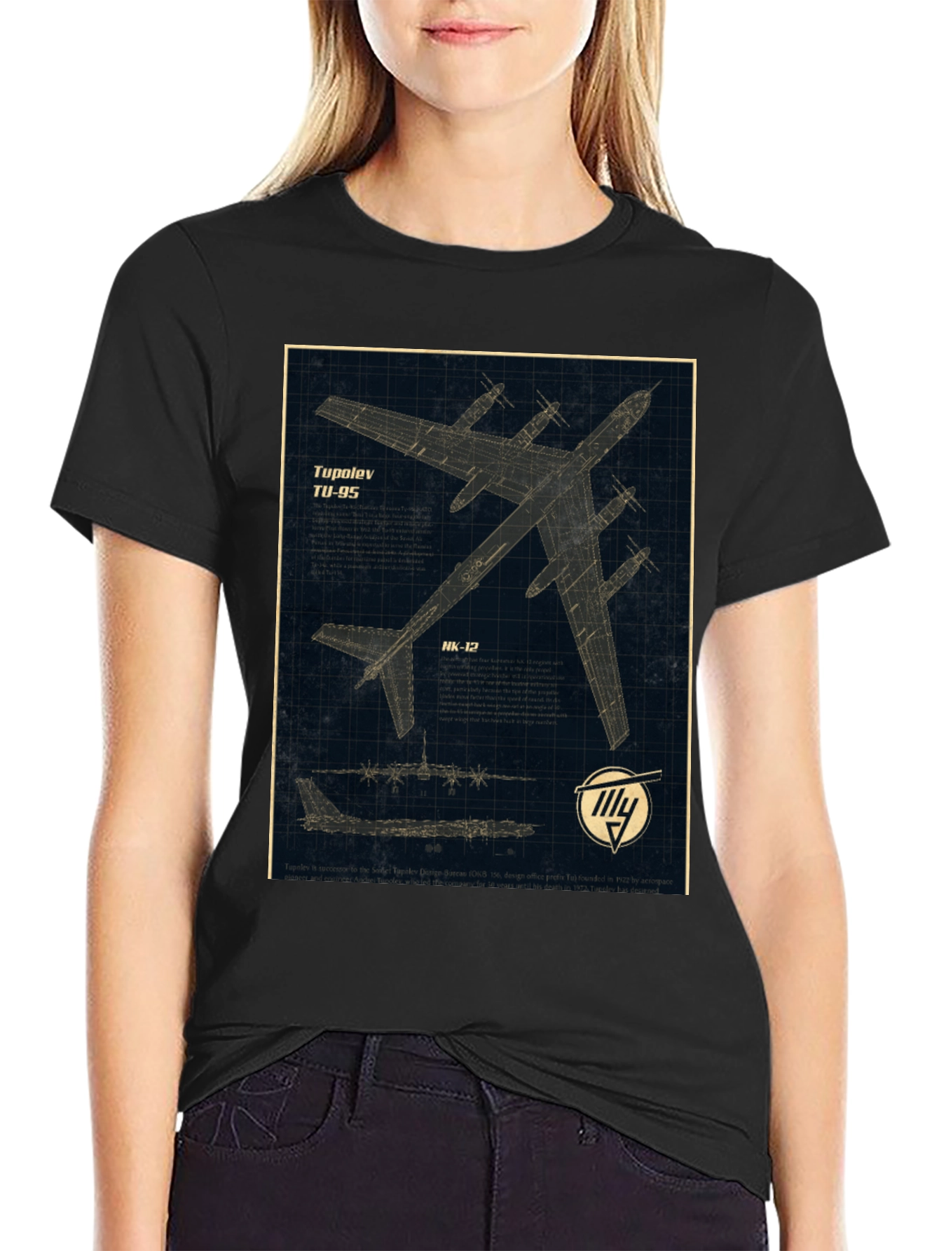 Tupolev TU-95 Blueprint Graphic T-Shirt