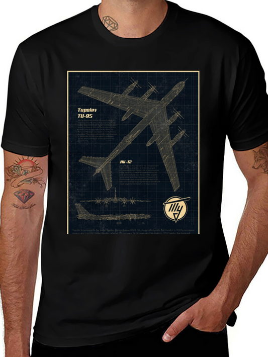 Tupolev TU-95 Blueprint Graphic T-Shirt