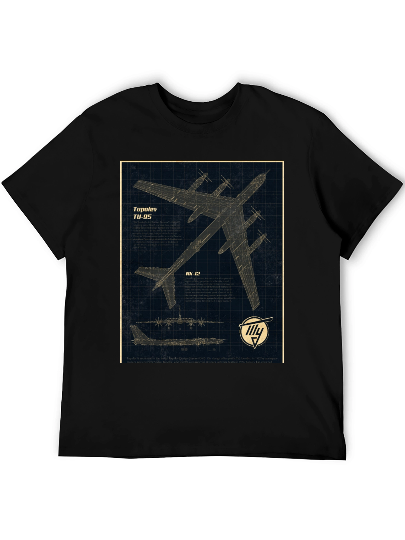 Tupolev TU-95 Blueprint Graphic T-Shirt