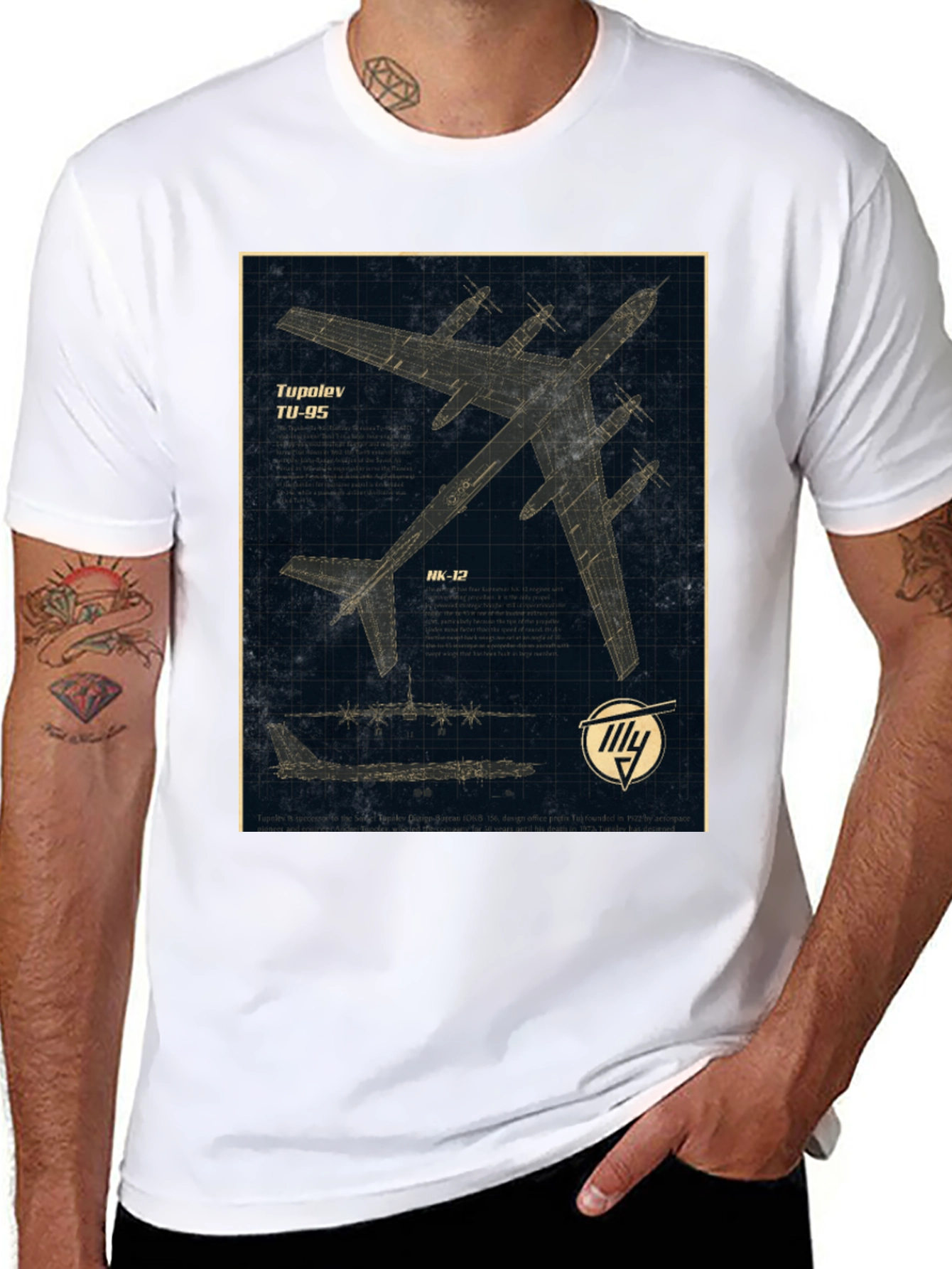 Tupolev TU-95 Blueprint Graphic T-Shirt