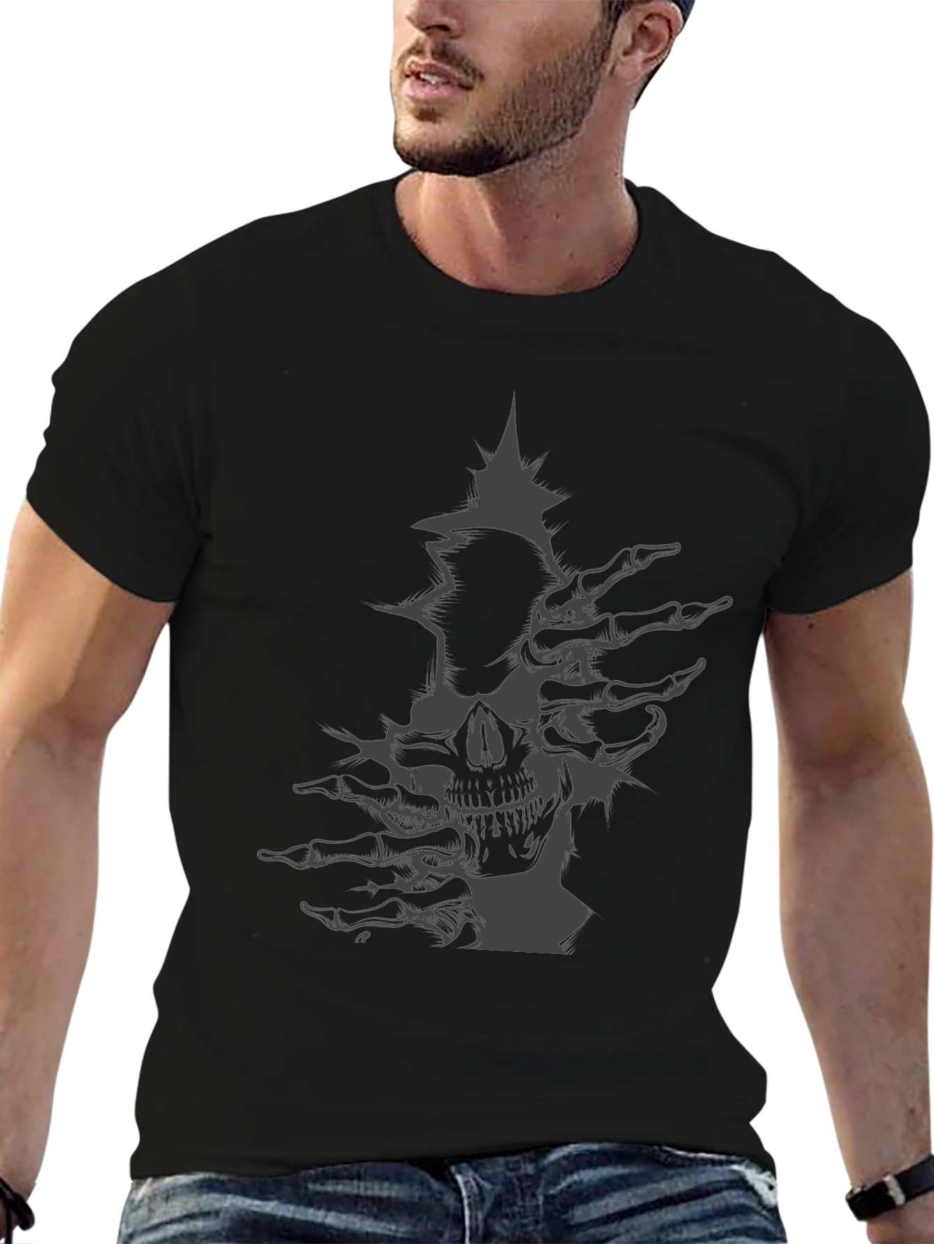 Skull Graphic Tee - Dark Skeleton Design
