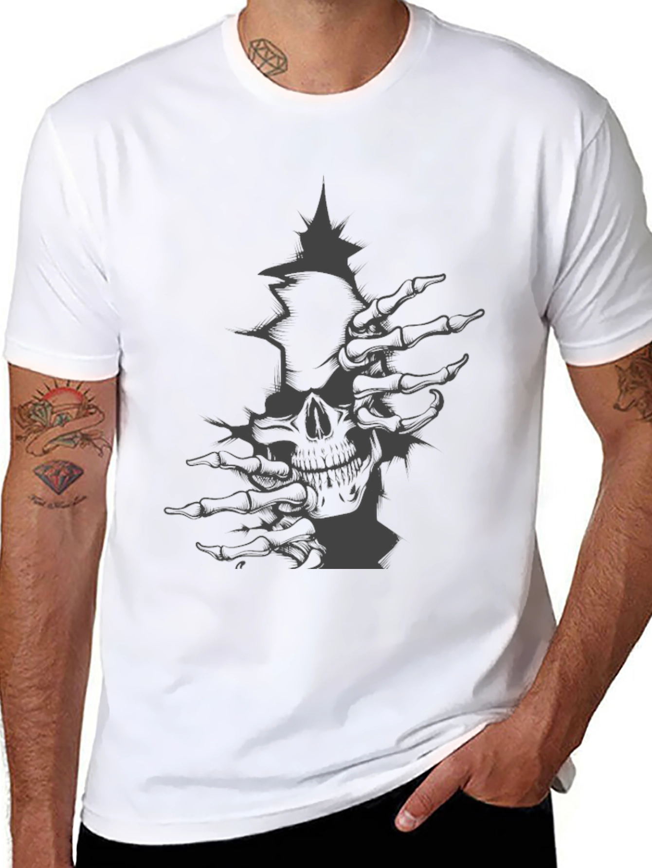 Skull Graphic Tee - Dark Skeleton Design
