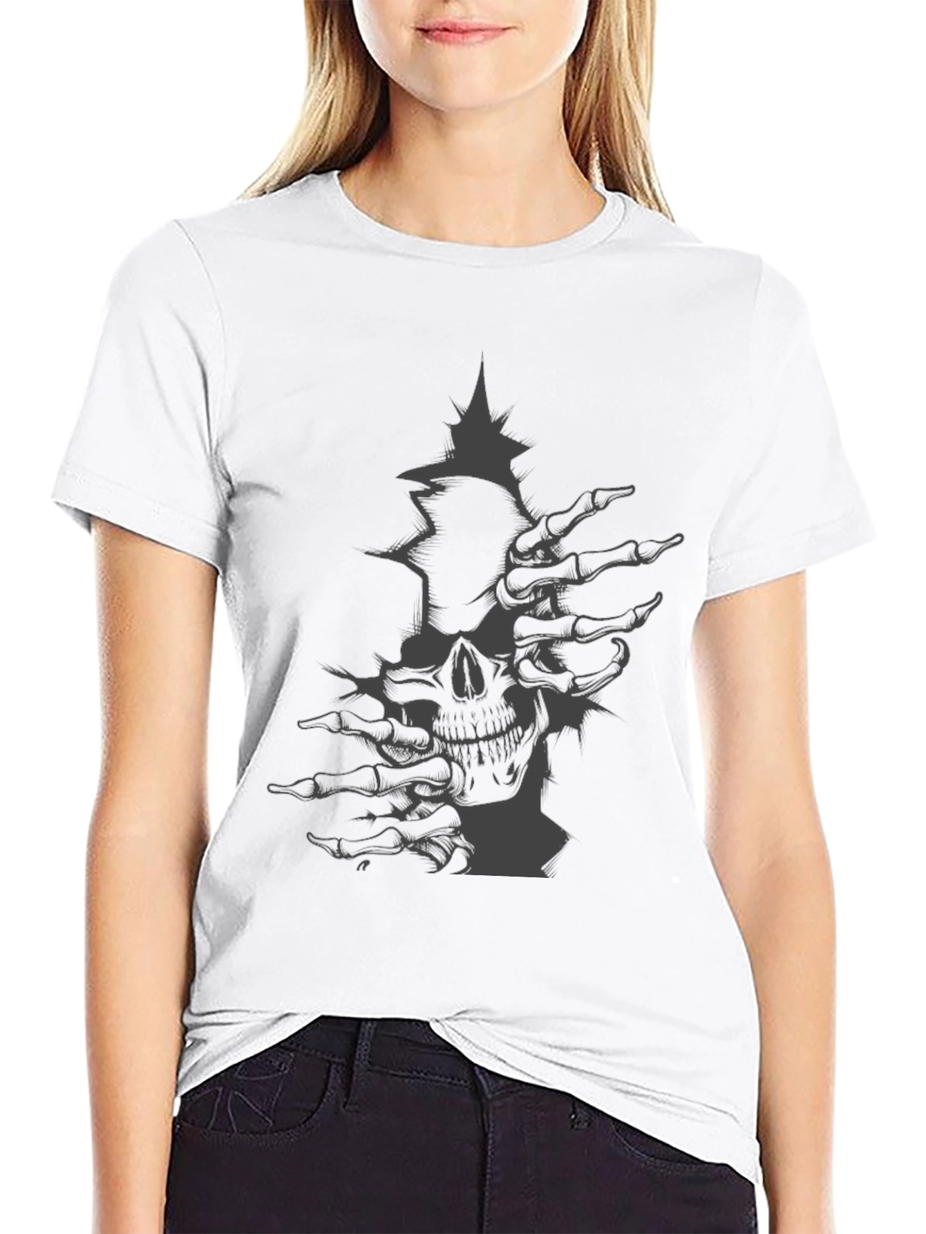 Skull Graphic Tee - Dark Skeleton Design