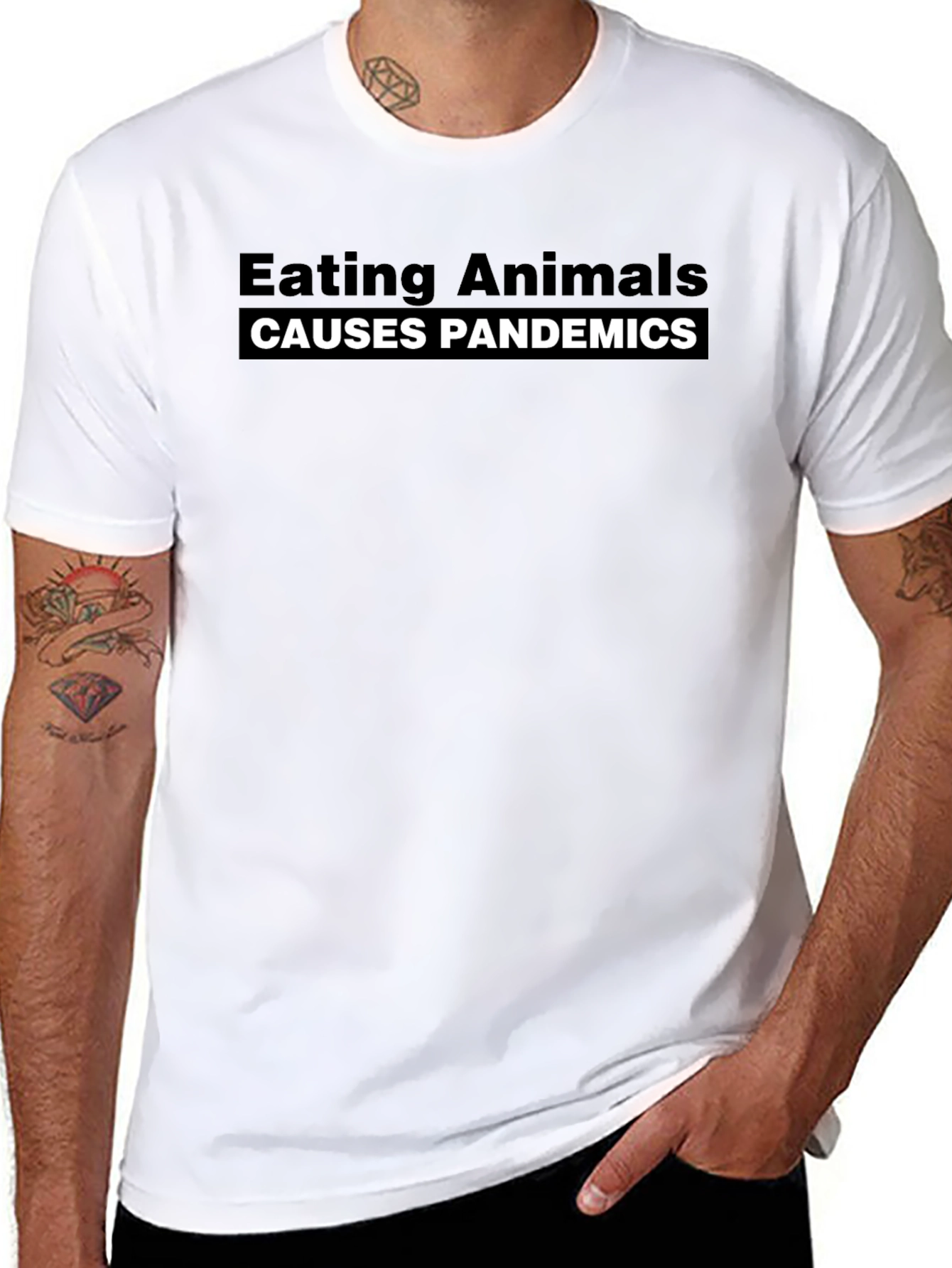 Eating Animals Causes Pandemics Black Tee