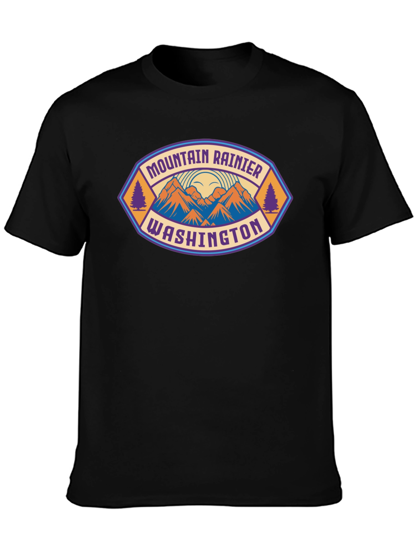 Mountain Rainier Washington Tee - Black