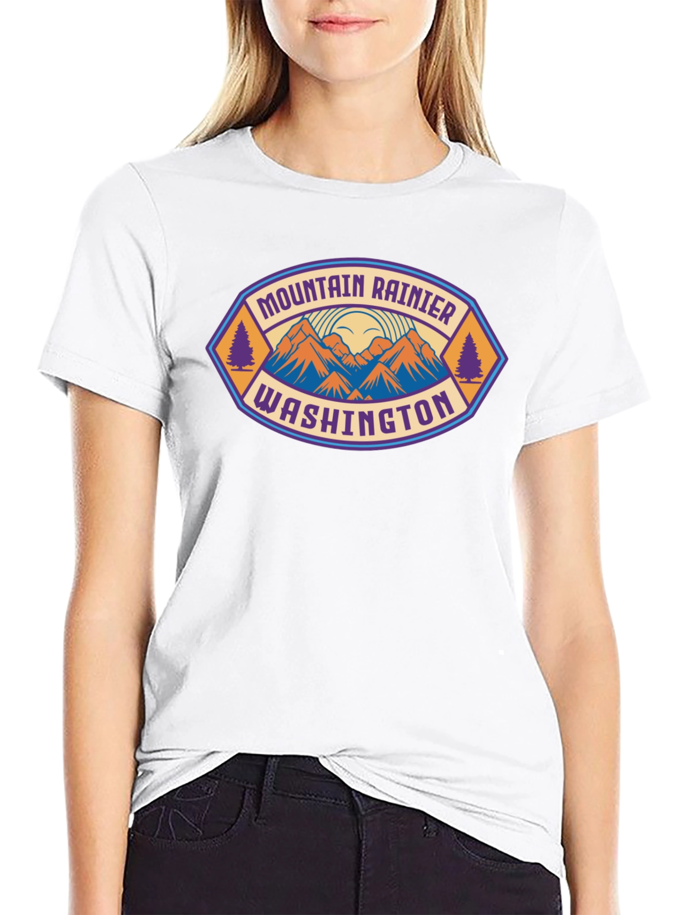 Mountain Rainier Washington Tee - Black