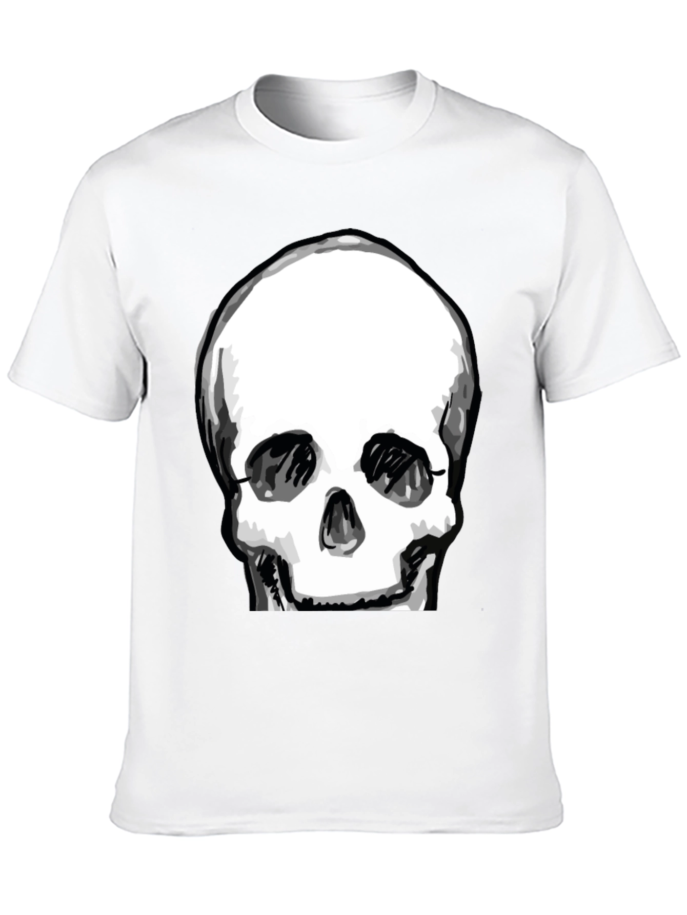 Skull Graphic Tee - Black Crew Neck Cotton T-Shirt