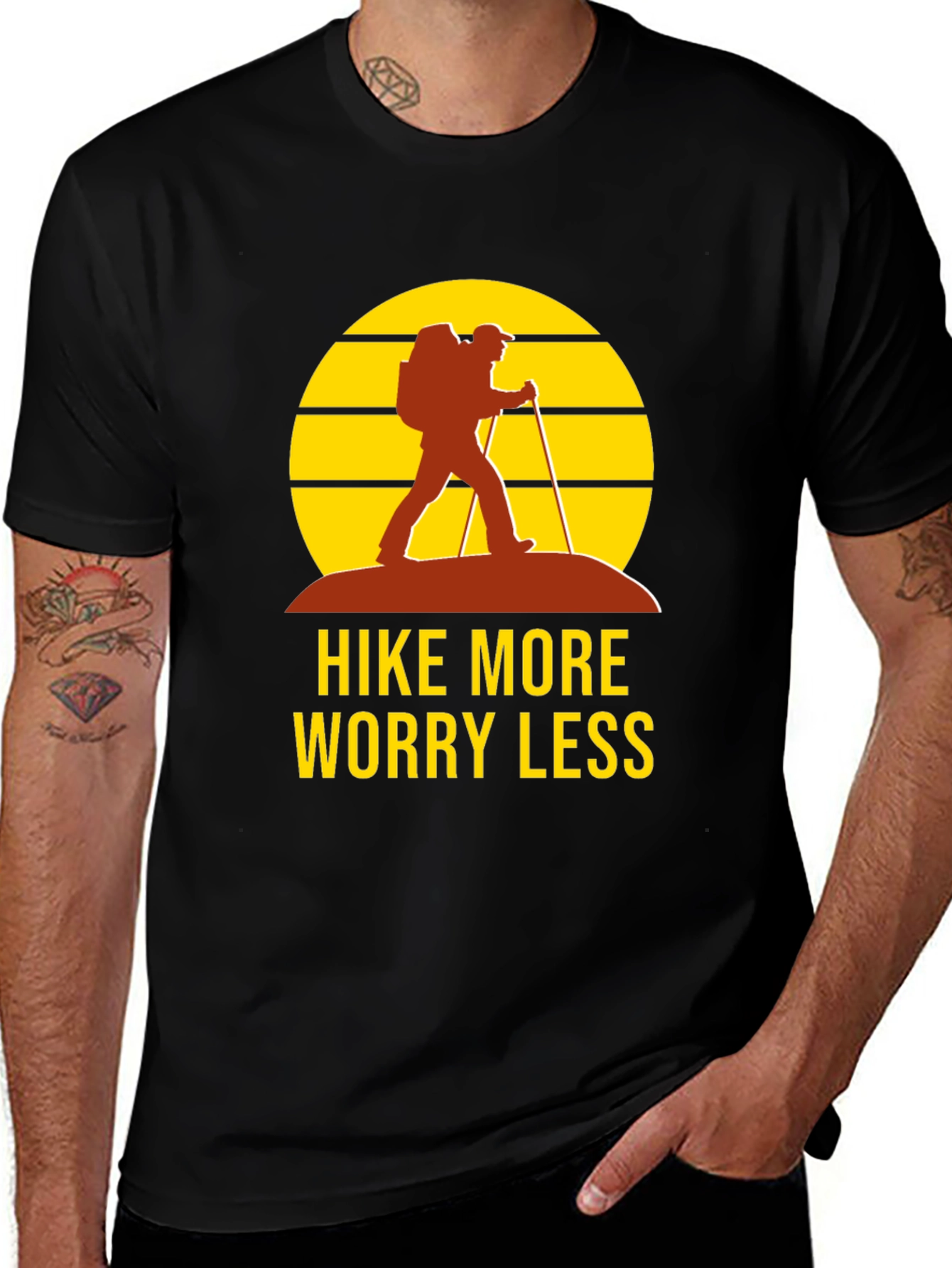 Hike More Worry Less Black Graphic Tee