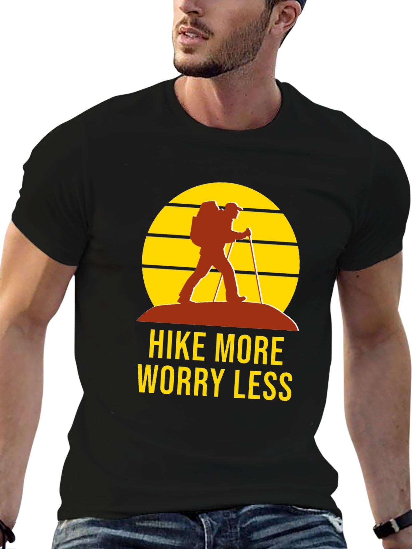 Hike More Worry Less Black Graphic Tee