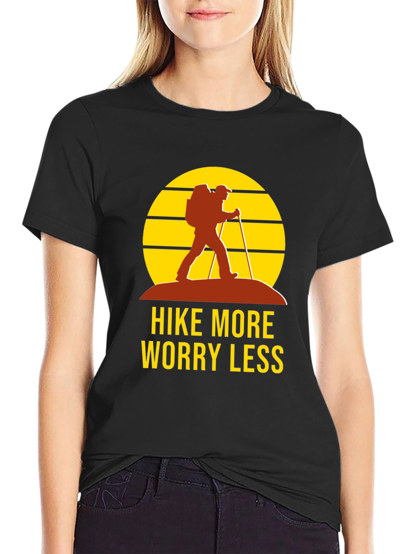 Hike More Worry Less Black Graphic Tee