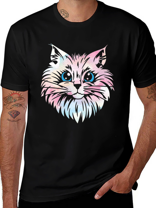 Cat Head Graphic Print T-Shirt