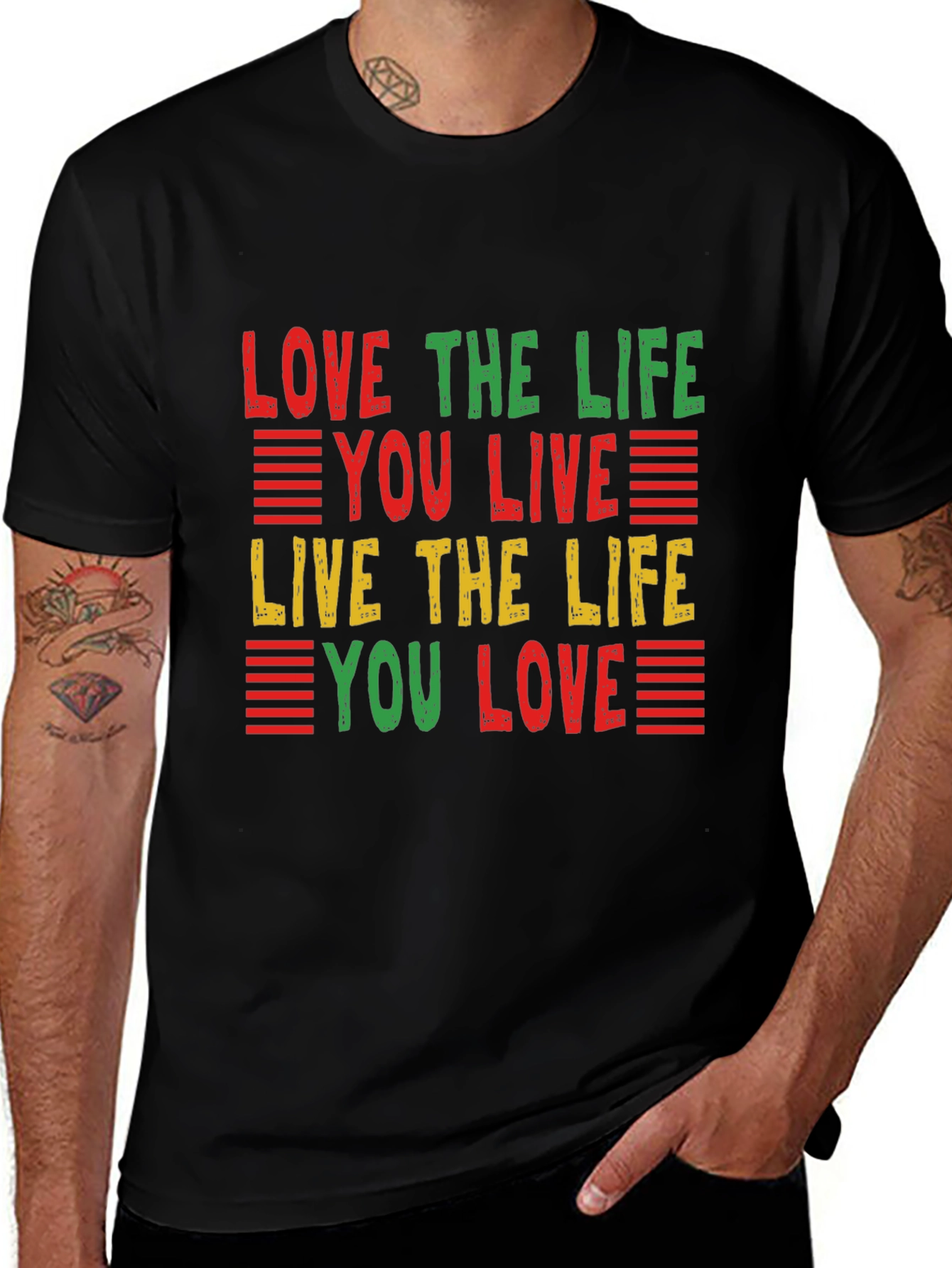 Love the Life T-Shirt: Red Yellow Green