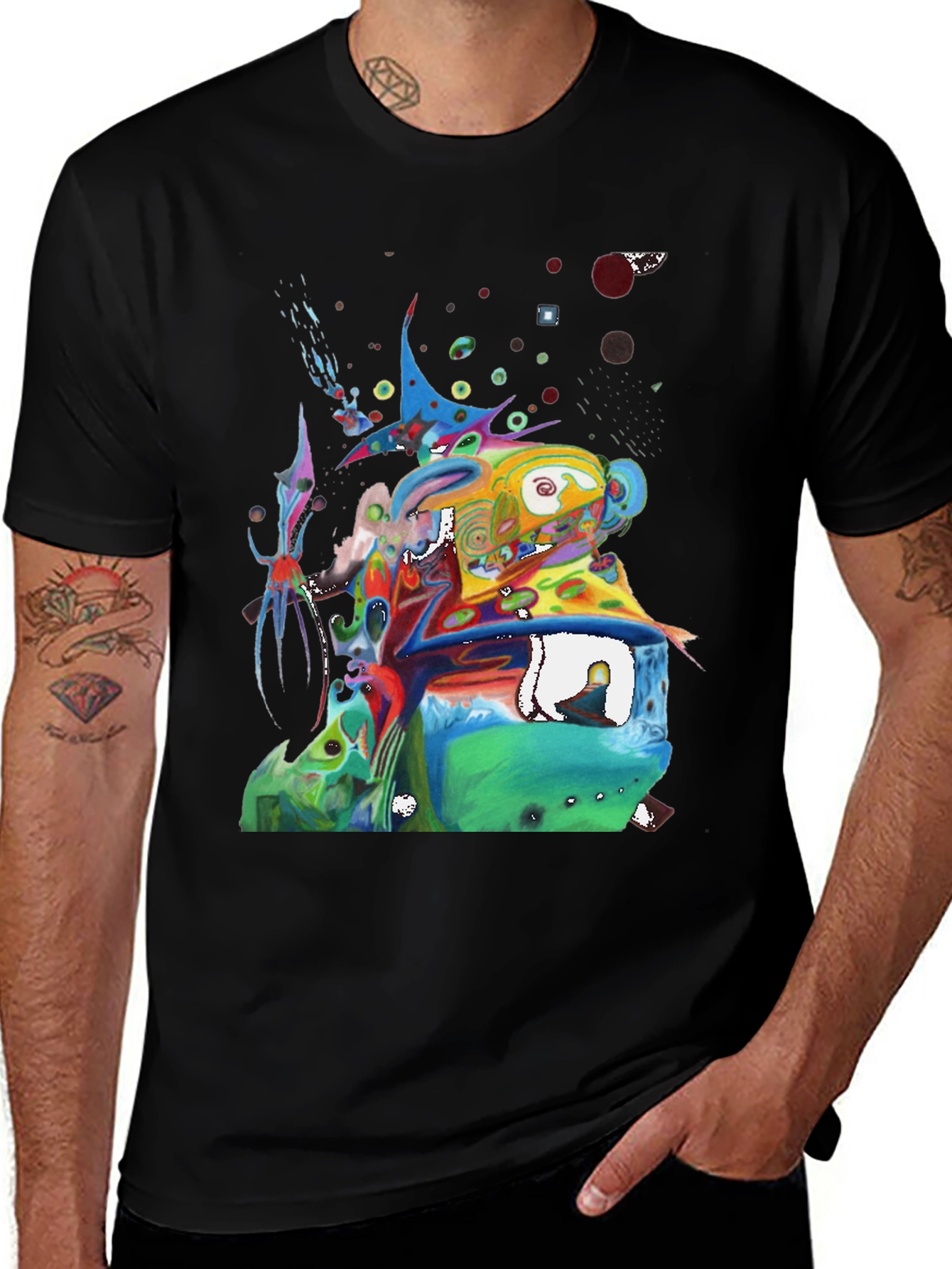 Abstract Art Graphic Tee - Mens Black T-Shirt