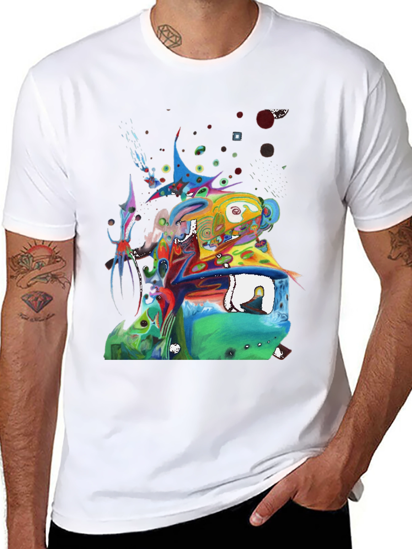 Abstract Art Graphic Tee - Mens Black T-Shirt