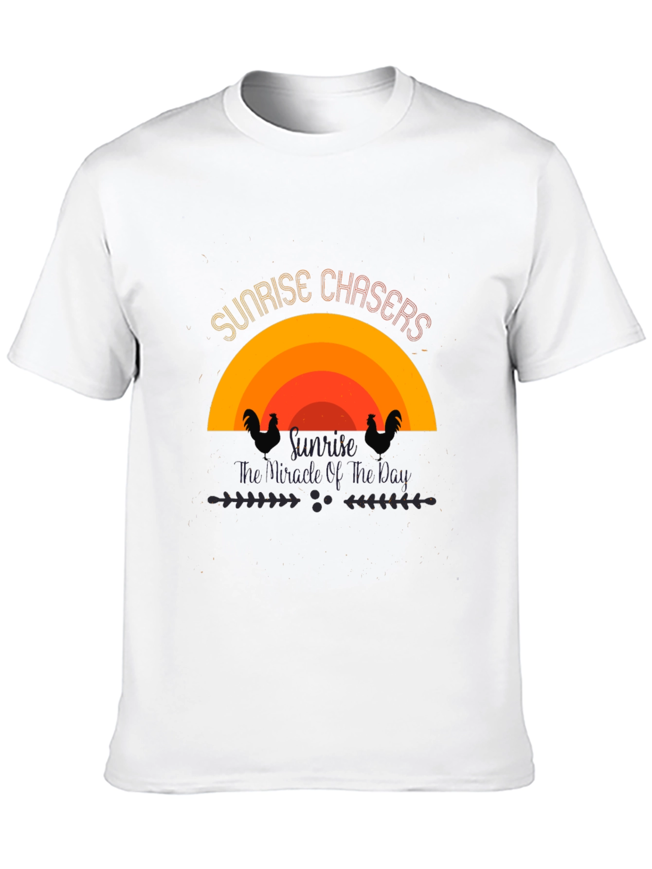 Sunrise Chasers Graphic Tee - Black Cotton Casual