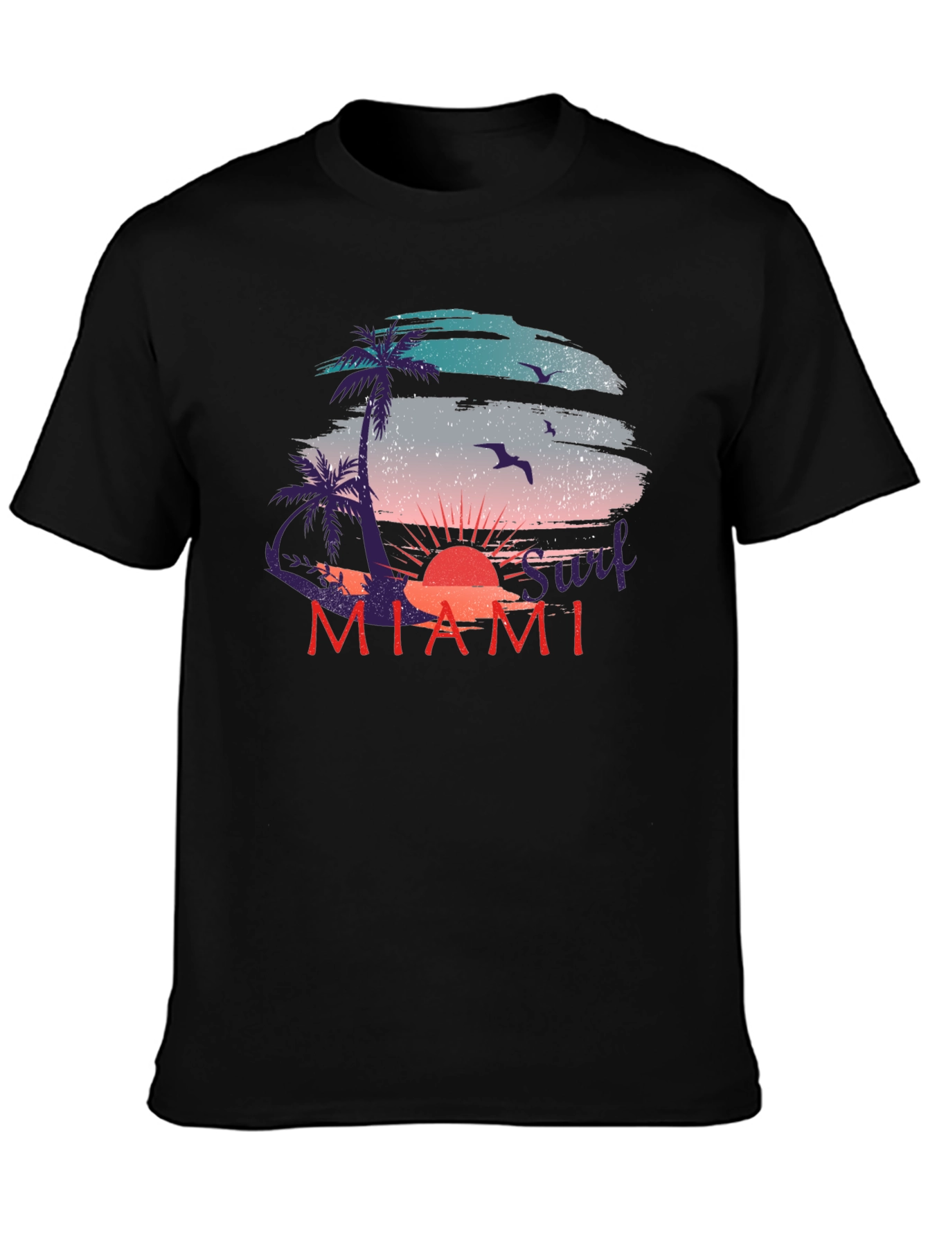 Miami Surf Sunset Graphic T-Shirt - Relaxed Fit