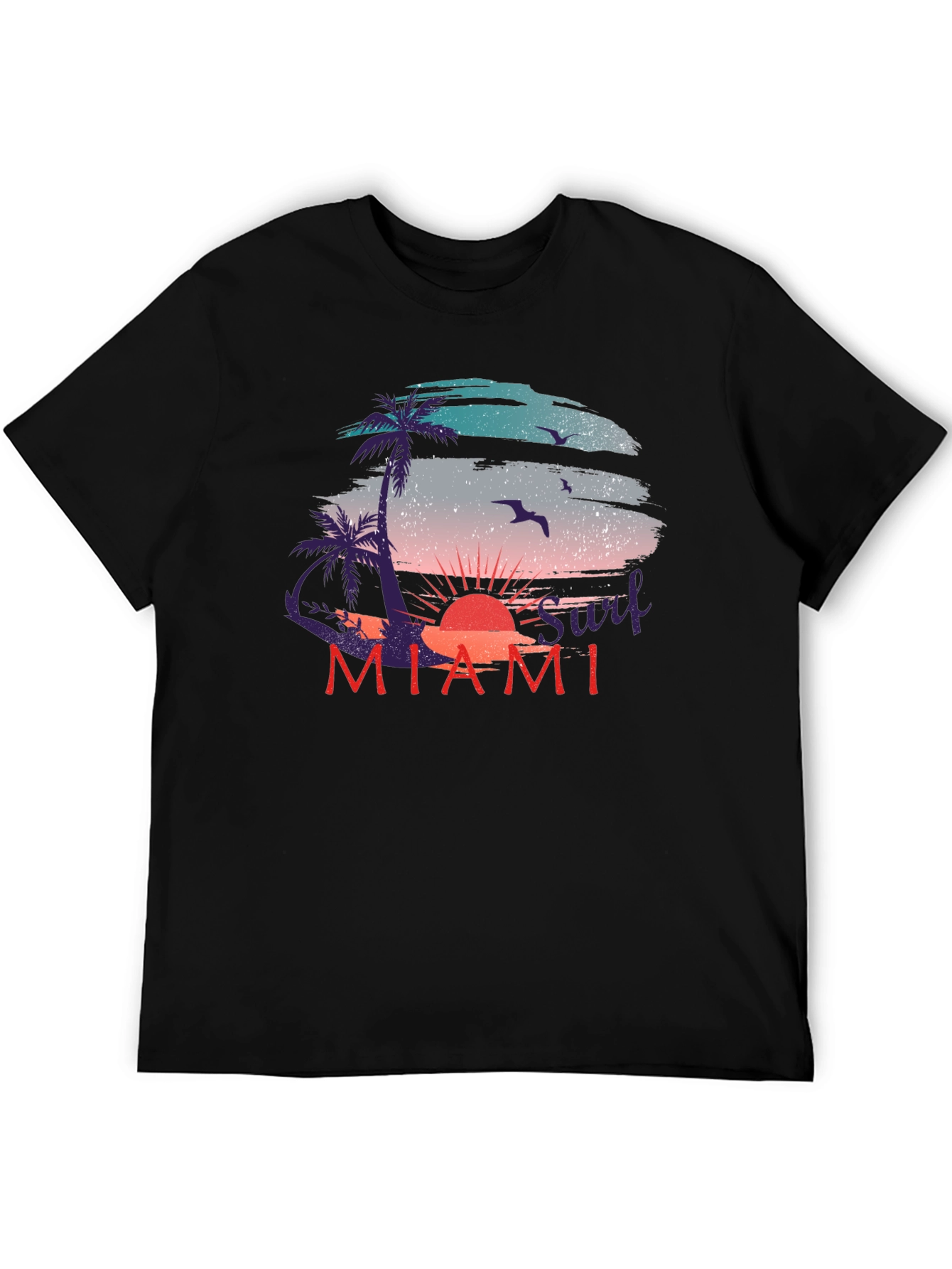 Miami Surf Sunset Graphic T-Shirt - Relaxed Fit