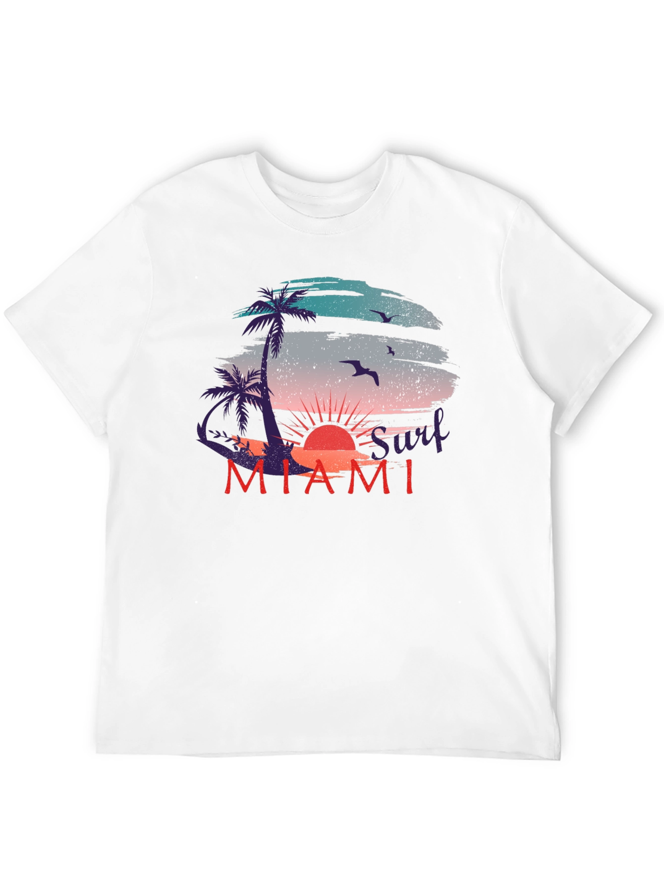 Miami Surf Sunset Graphic T-Shirt - Relaxed Fit