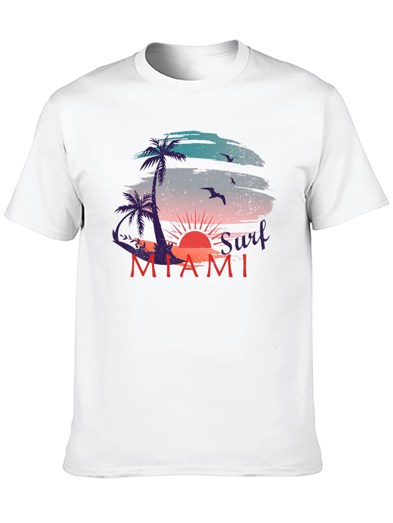 Miami Surf Sunset Graphic T-Shirt - Relaxed Fit