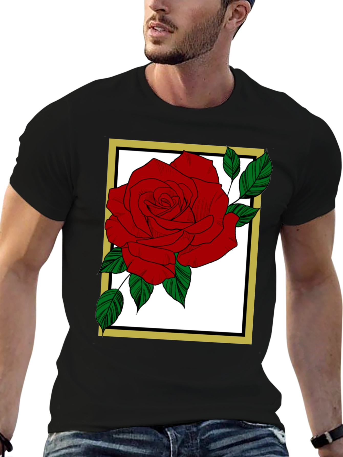 Rose Graphic Tee - Black Cotton Blend