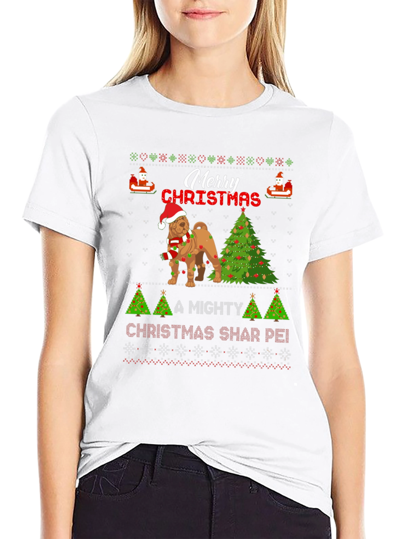 Merry Christmas Shar Pei Ugly Sweater T-Shirt