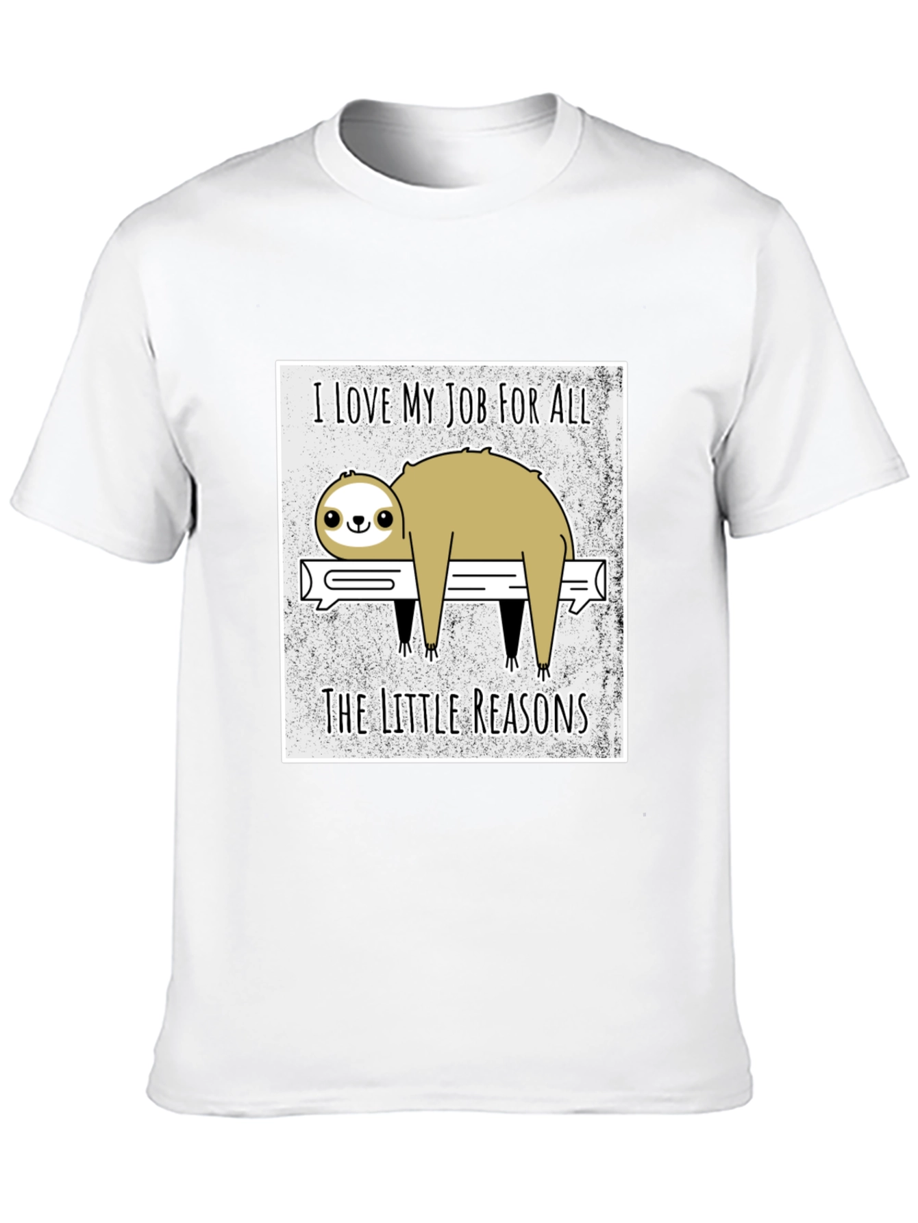 Funny Sloth Love My Job Graphic T-Shirt - Black