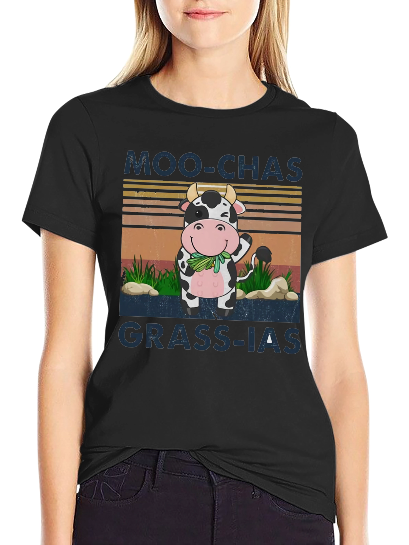 Moo-chas Grass-ias Funny Cow Graphic Tee