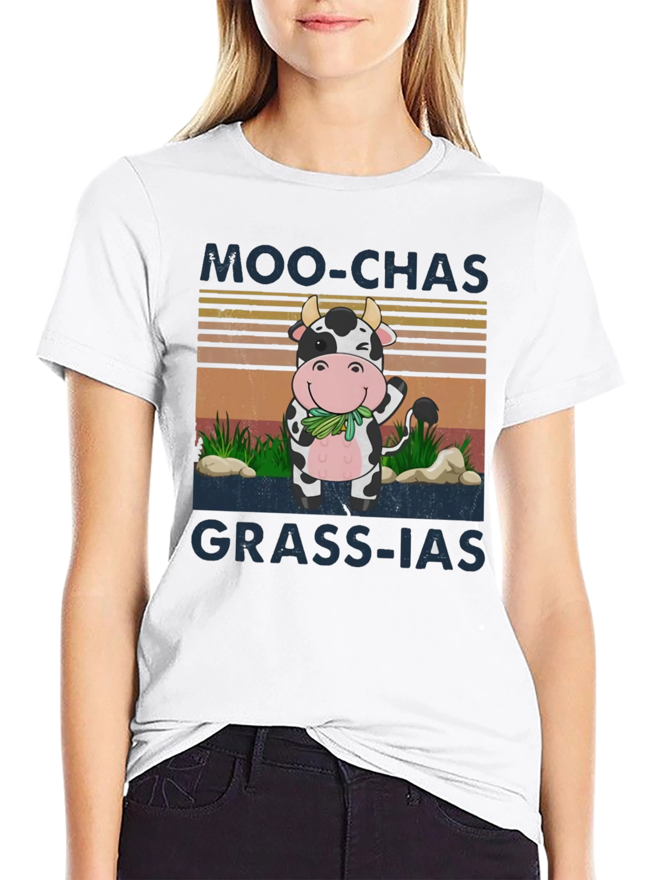 Moo-chas Grass-ias Funny Cow Graphic Tee