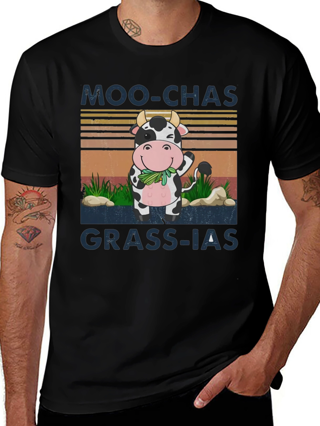 Moo-chas Grass-ias Funny Cow Graphic Tee