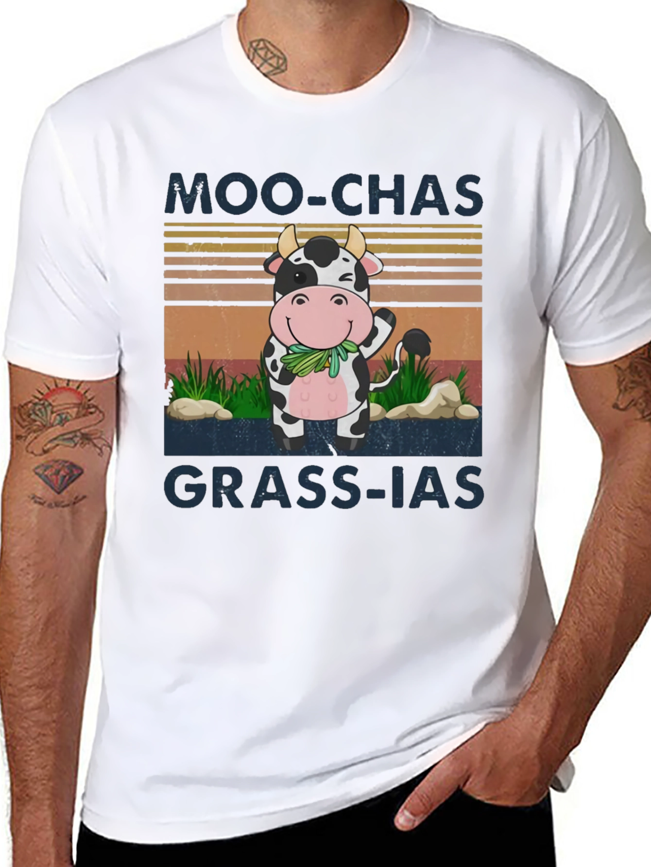 Moo-chas Grass-ias Funny Cow Graphic Tee