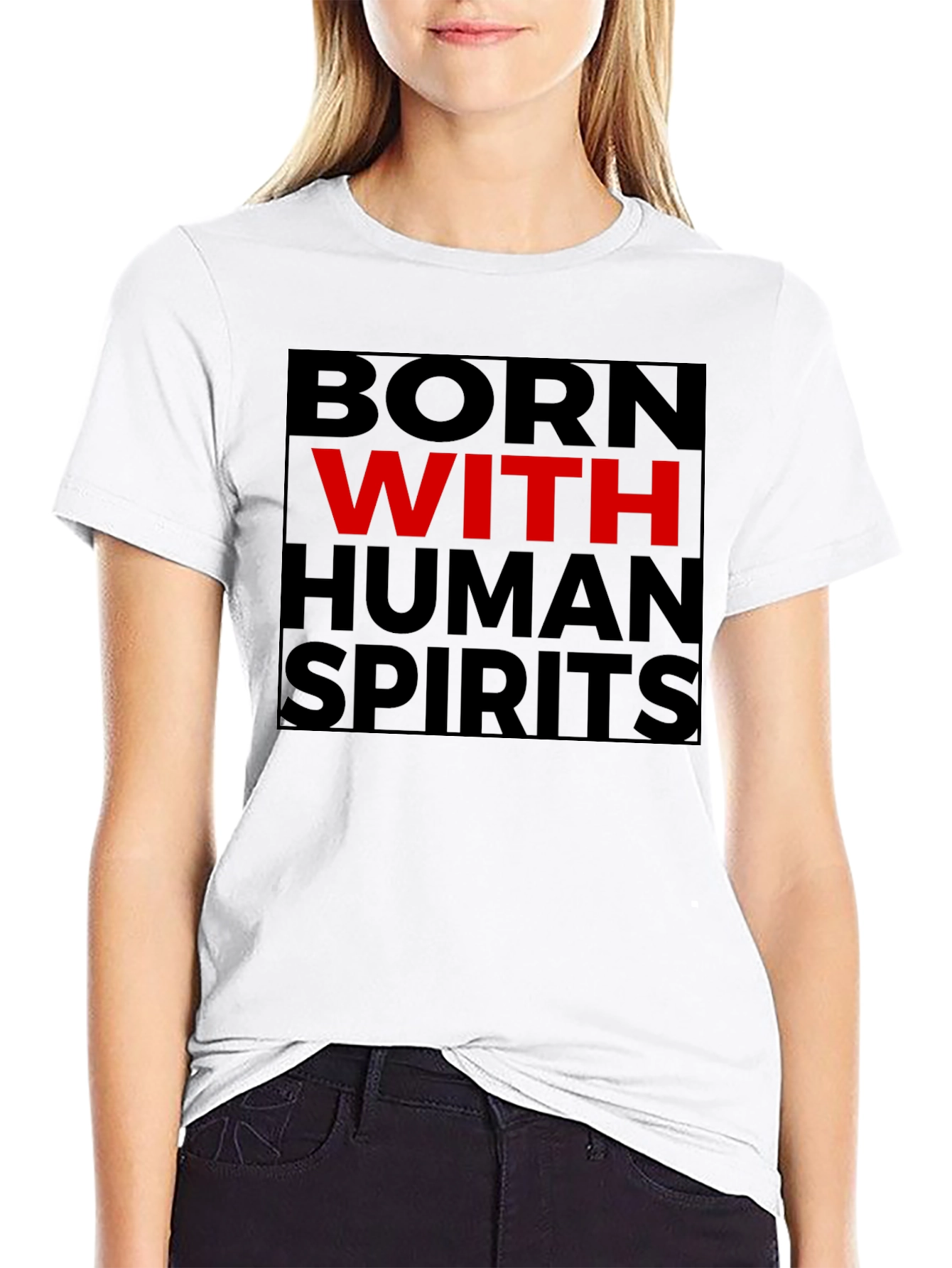 Born With Human Spirits Graphic Tee - Black