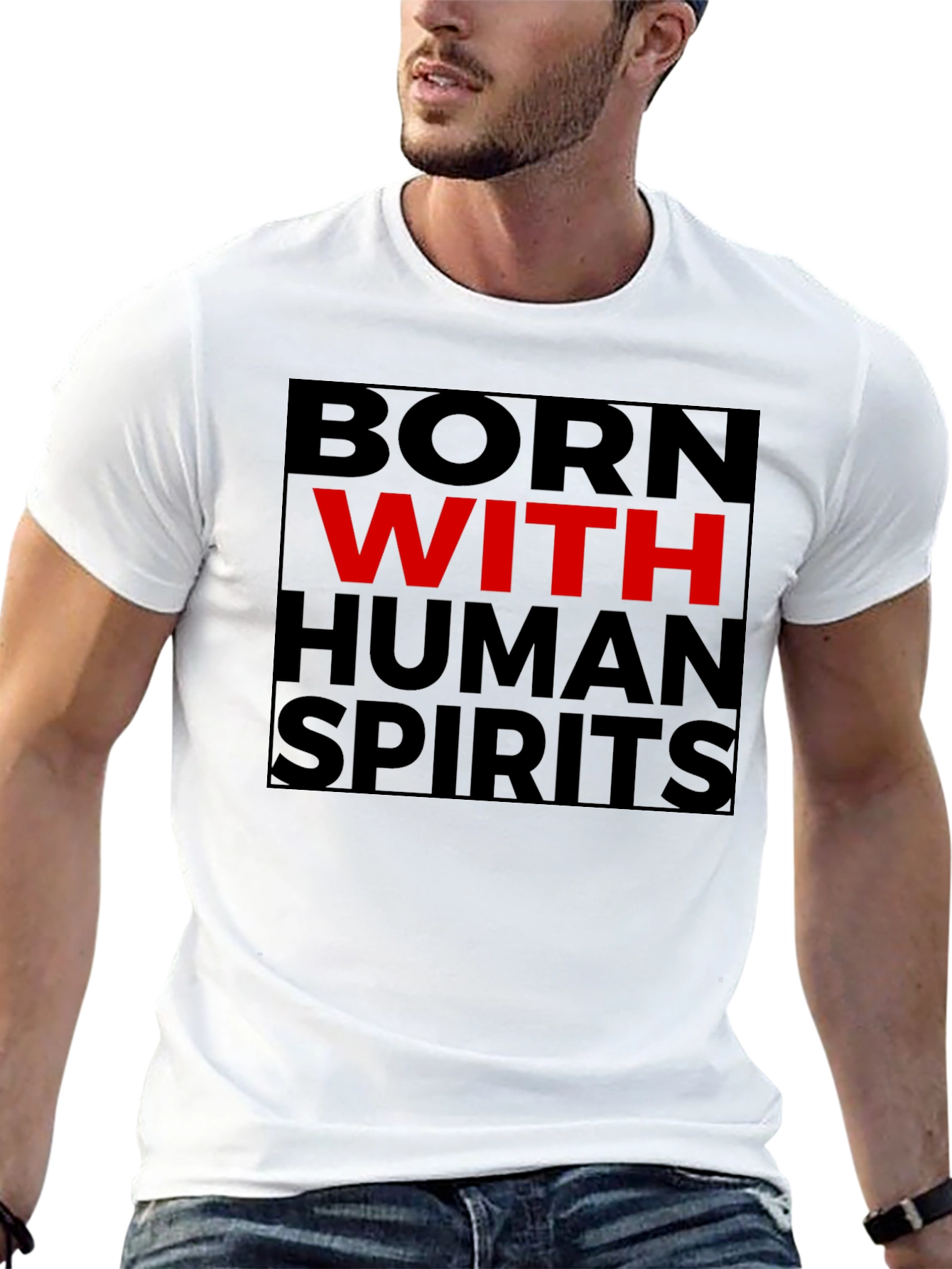 Born With Human Spirits Graphic Tee - Black